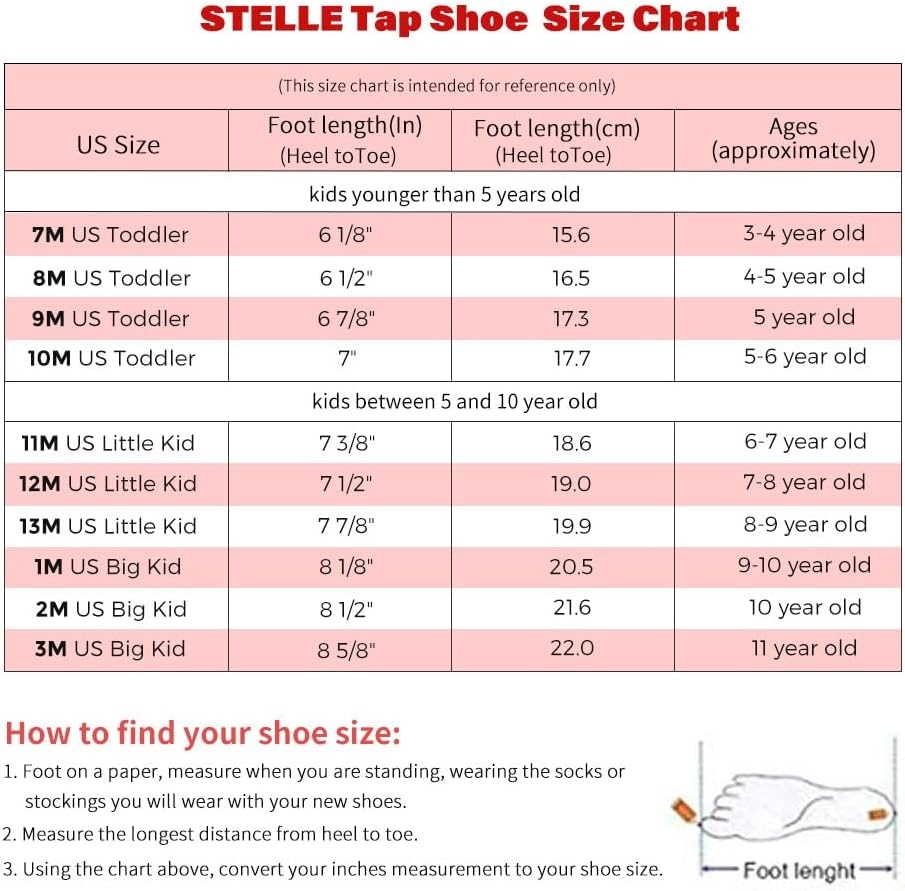 Stelle Tap Shoes for Girls Toddler PU Leather Non-Slip Dance Shoes for Toddler/Little Kid/Big Kid(Black Giltter)