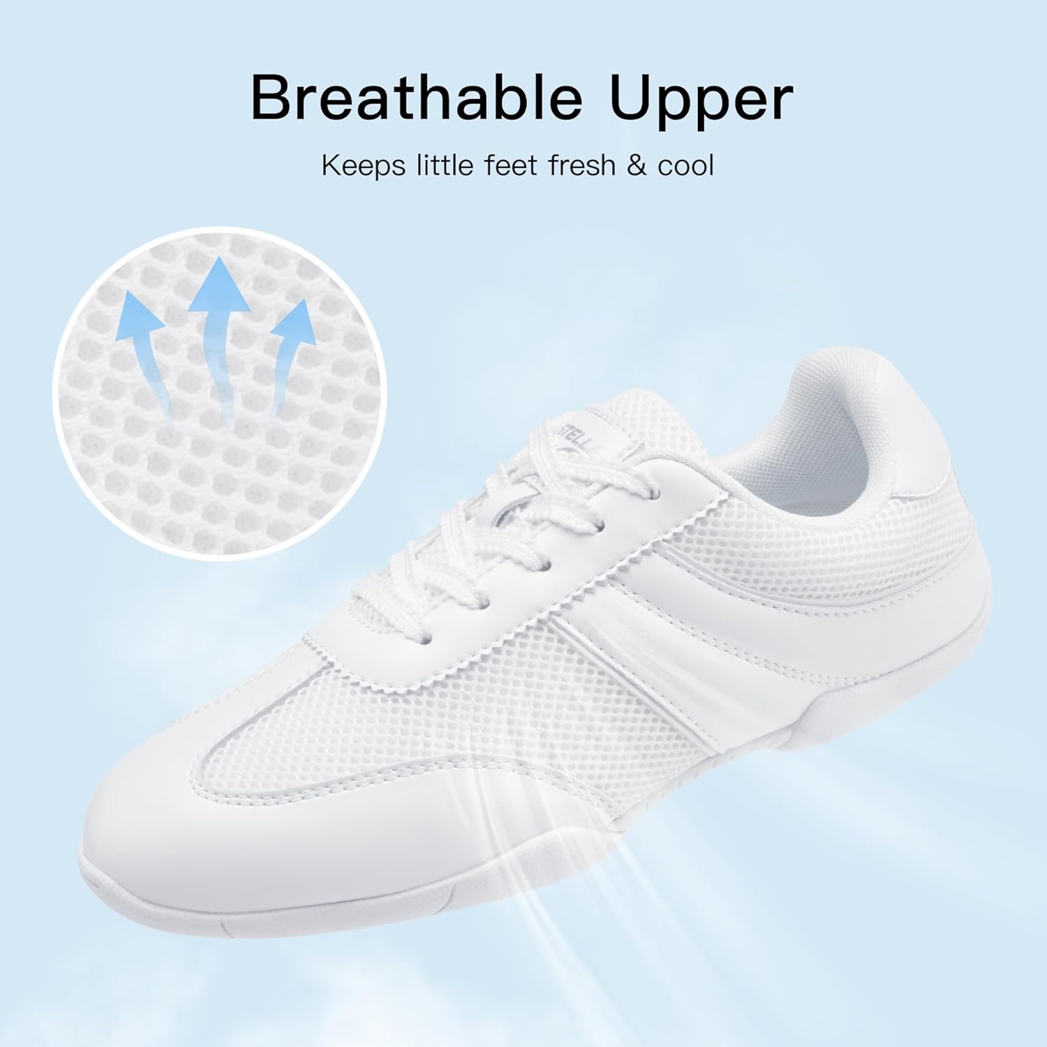 Stelle Cheer Shoes Women White Cheerleading Shoes Youth Cheer Dance Sneakers Lightweight Athletic Training Tennis Shoes(White-mesh)