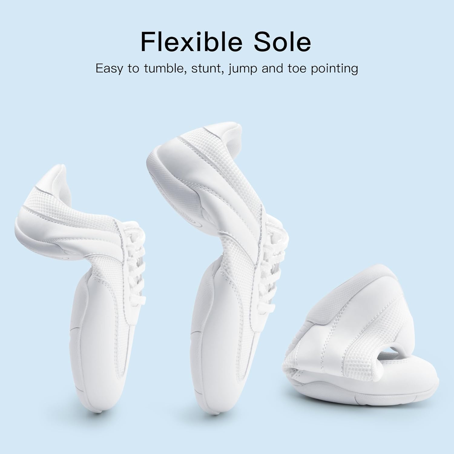 Stelle Cheer Shoes Women White Cheerleading Shoes Youth Cheer Dance Sneakers Lightweight Athletic Training Tennis Shoes(White-mesh)