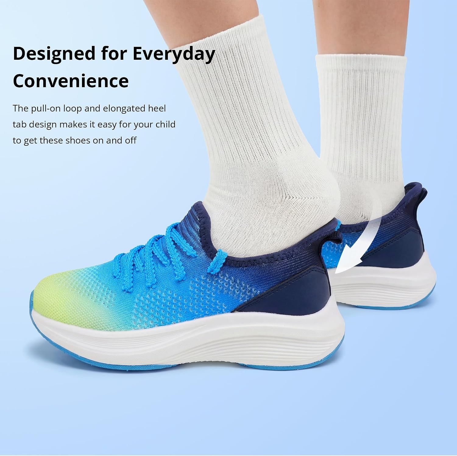 Stelle Girls Sneakers Kids Tennis Running Walking Shoes Slip-On Athletic Non Slip Lightweight Breathable Sport Shoes for Little/Big Kid(Lume Lagoon)