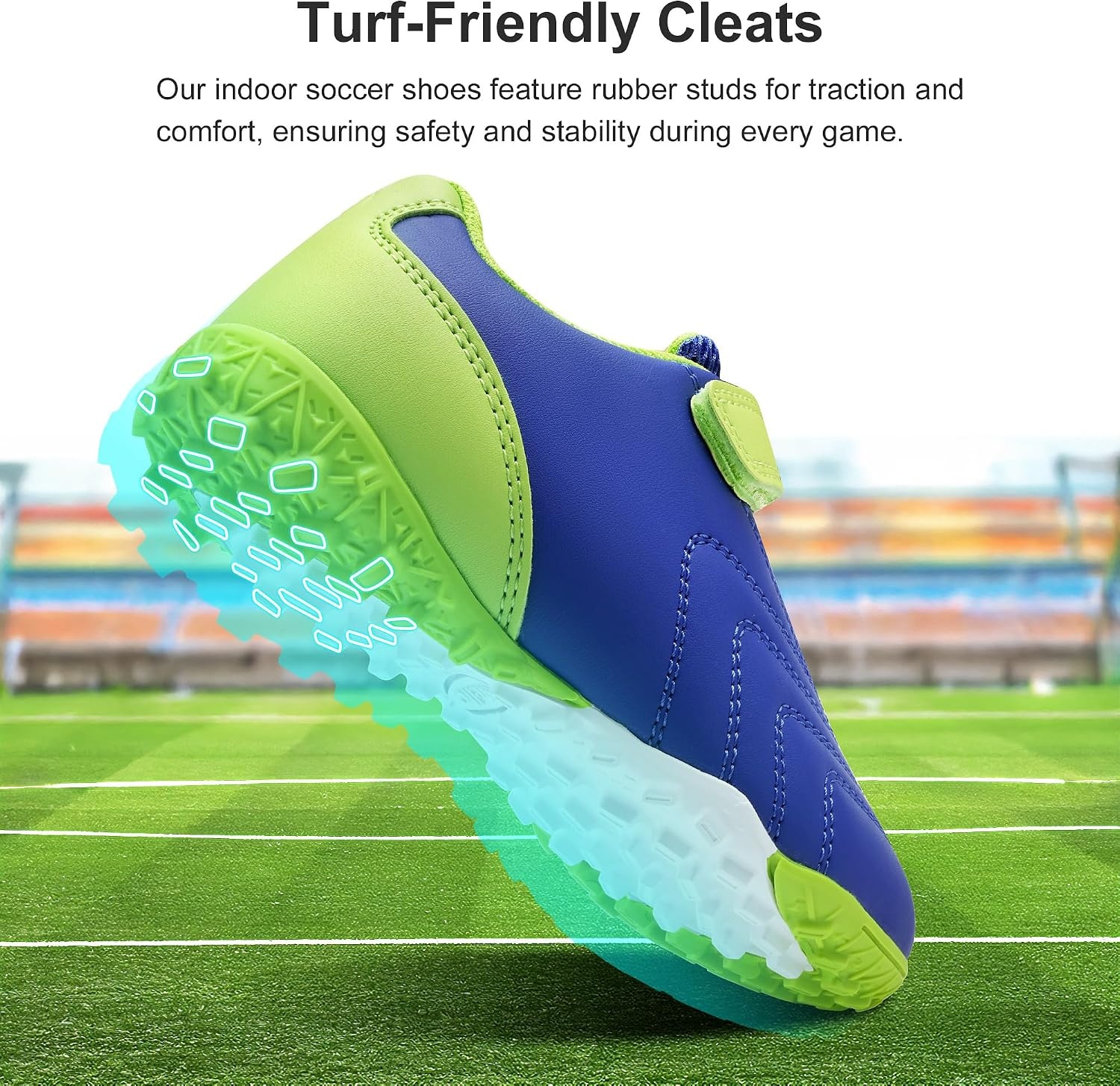 Stelle Baseball Cleats Girls Boys Soccer Shoes Futsal Multi-Sport(Blue)