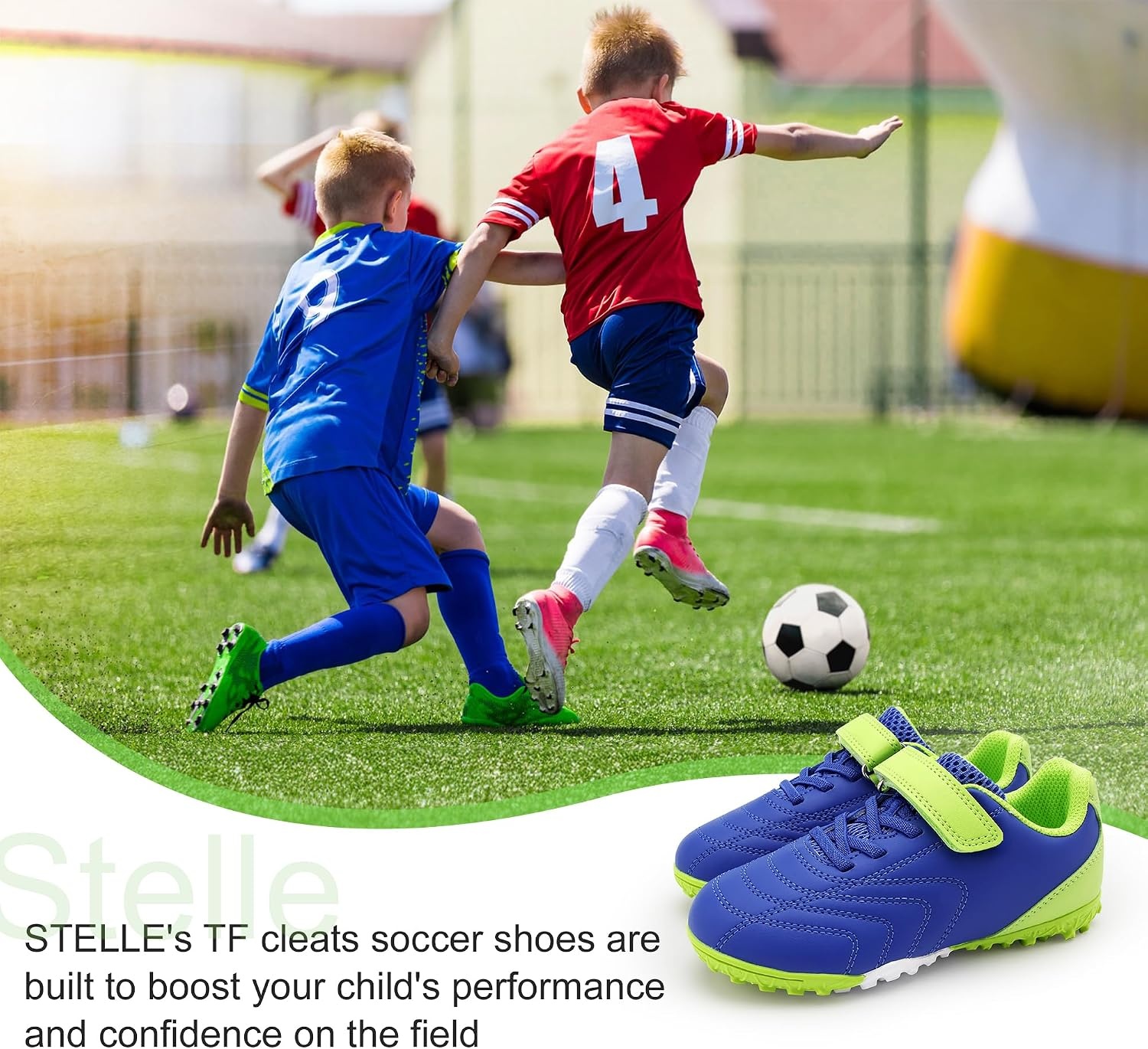 Stelle Baseball Cleats Girls Boys Soccer Shoes Futsal Multi-Sport(Blue)
