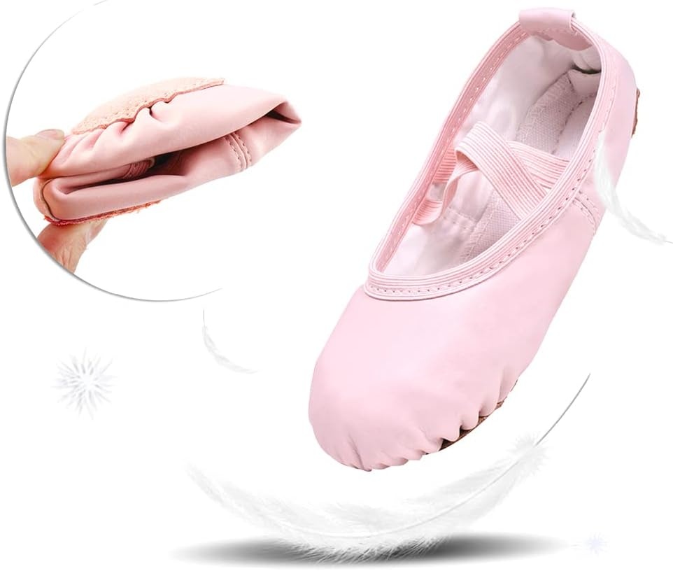 Stelle Ballet Shoes for Girls Toddler Soft Leather Split Sole Practice(Pink)