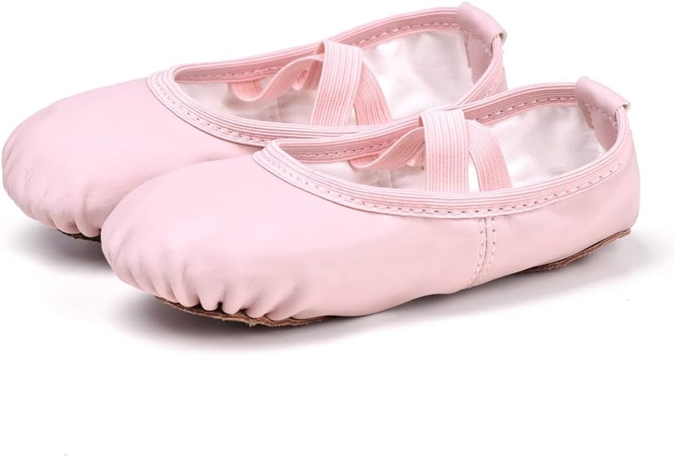 Stelle Ballet Shoes for Girls Toddler Soft Leather Split Sole Practice(Pink)