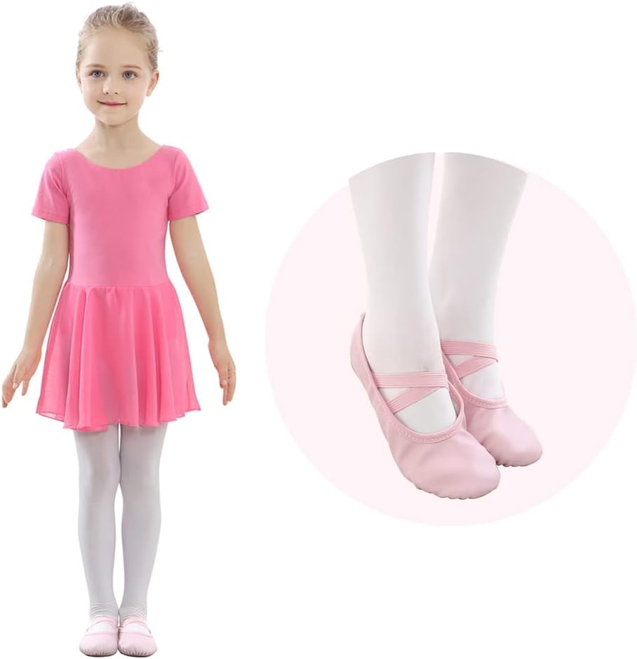 Stelle Ballet Shoes for Girls Toddler Soft Leather Split Sole Practice(Pink)