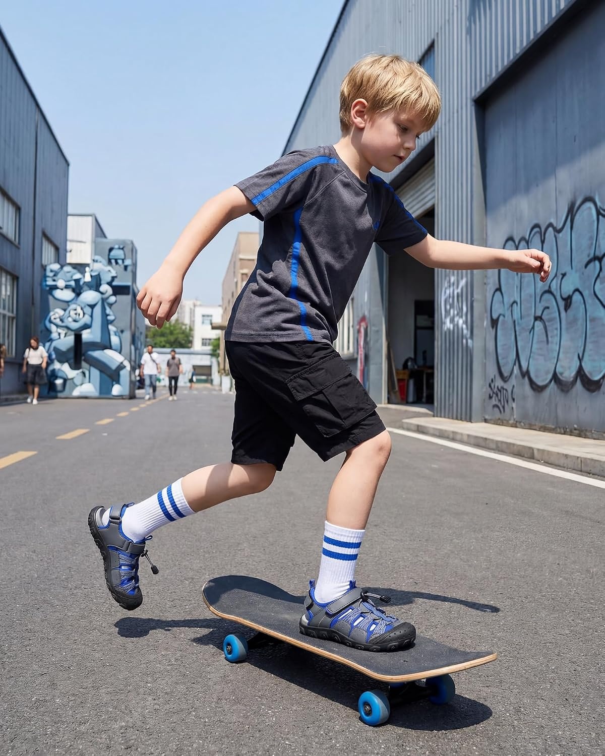 Stelle Boys Girls Closed-Toe Hiking Water Summer Sport Sandals(Graphite Voltage)