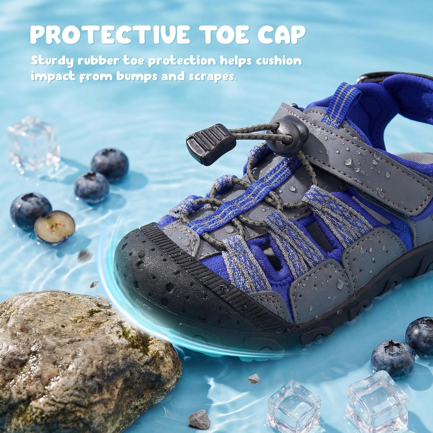 Stelle Boys Girls Closed-Toe Hiking Water Summer Sport Sandals(Graphite Voltage)