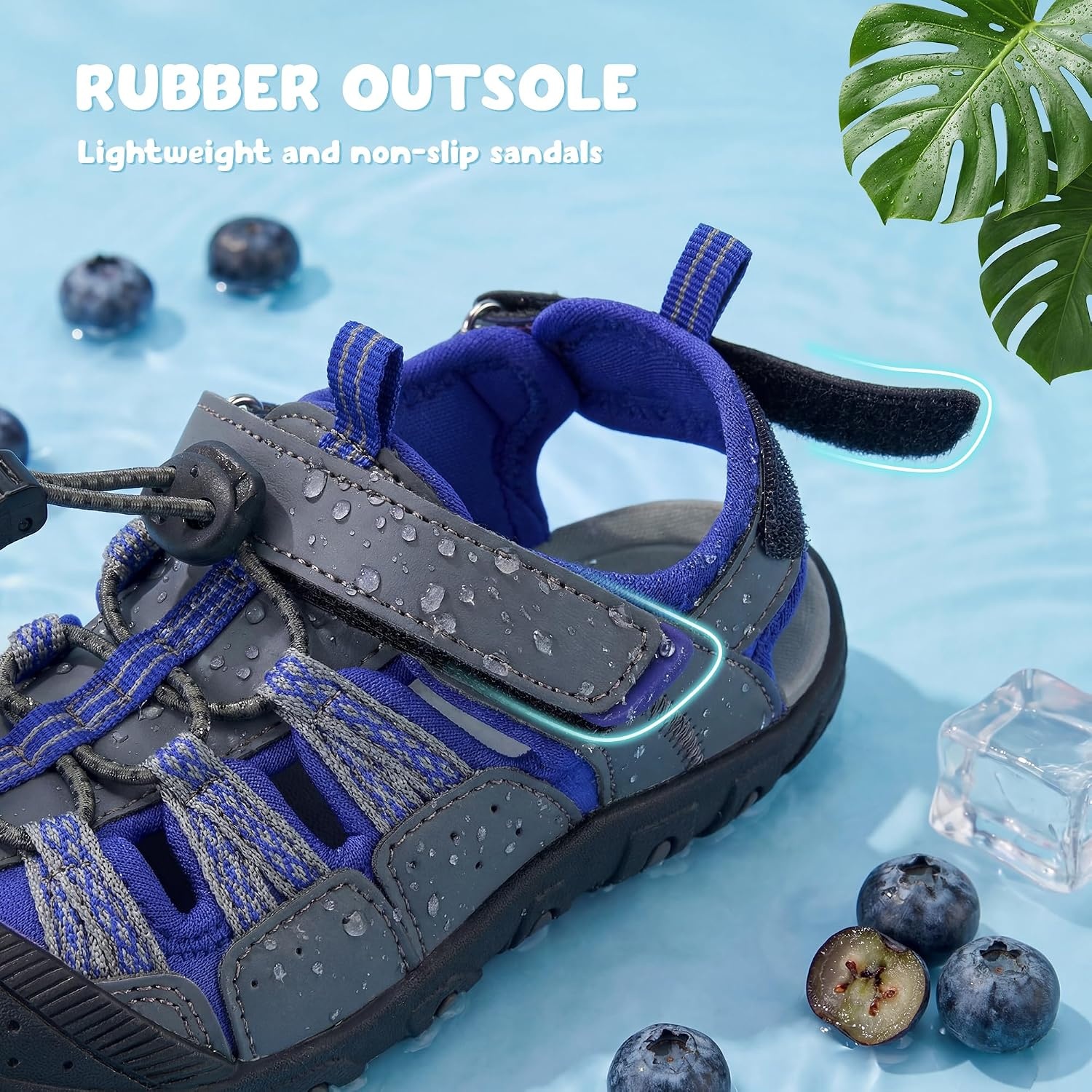 Stelle Boys Girls Closed-Toe Hiking Water Summer Sport Sandals(Graphite Voltage)