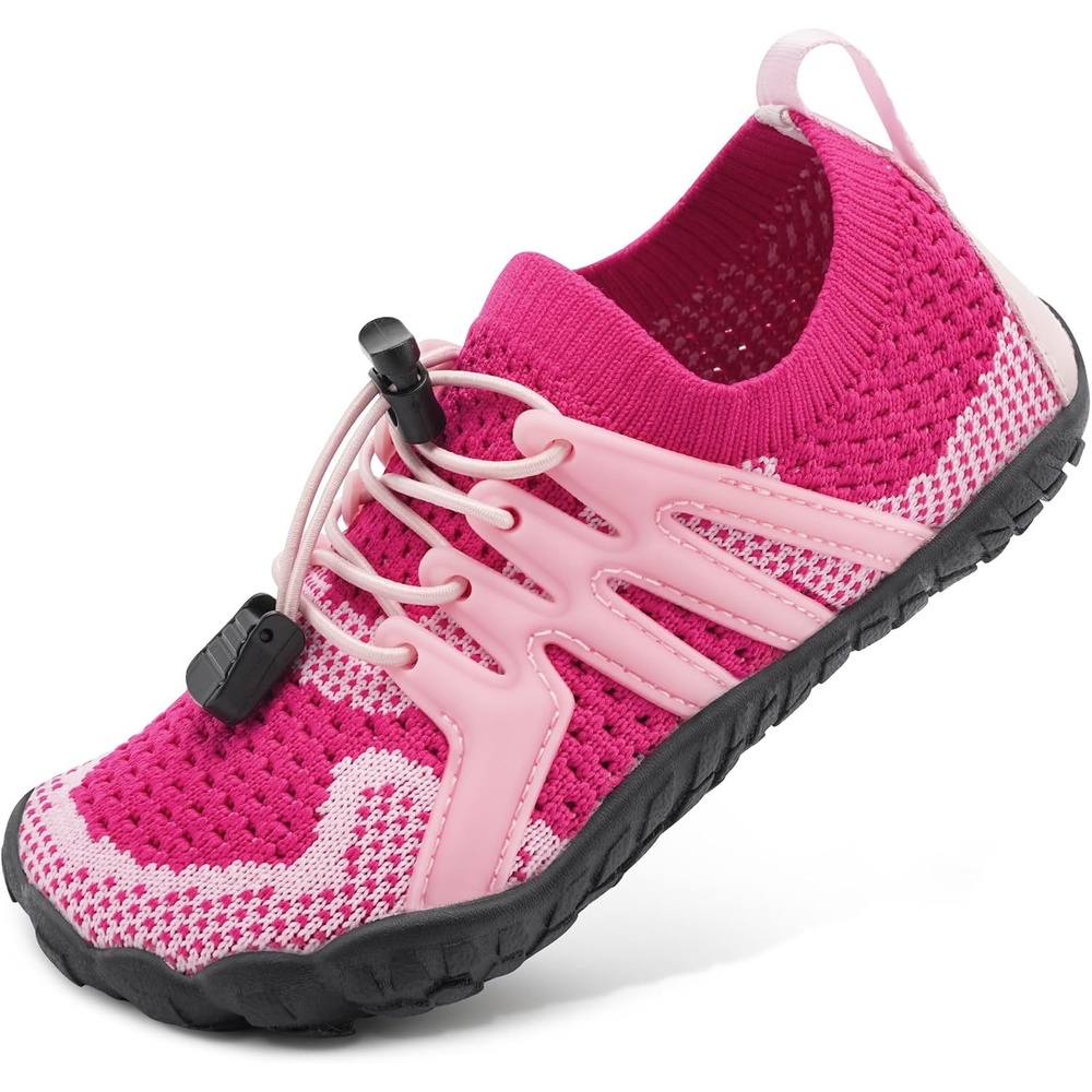 Stelle Water Shoes for Kids Adjustable Laces | Quick Dry Barefoot Non-Slip Shoes with a Roomy Toe Box for Boys and Girls,Beach,Hiking,Toddler to Big Kid(Strawberry Milkshake)