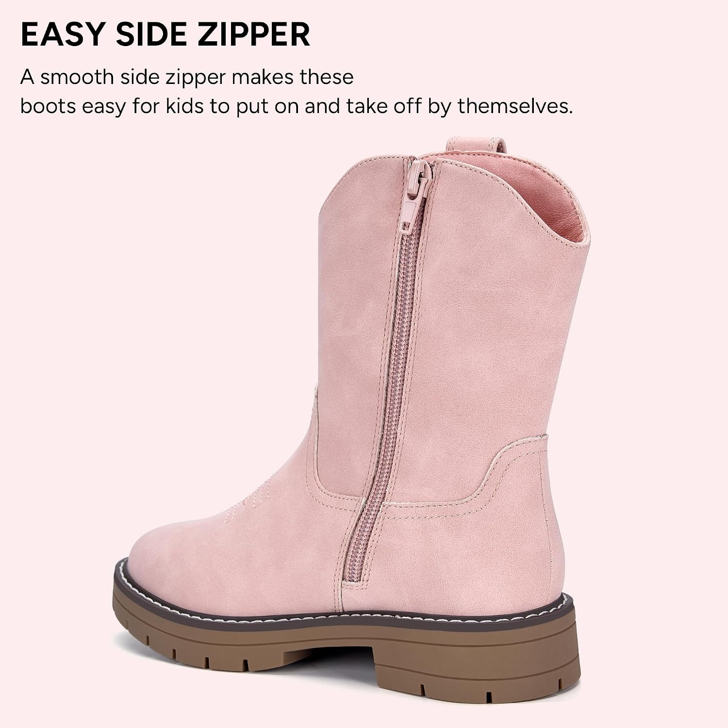 Stelle Kids Cowboy Boots Toddler Girls Boys Western Boots(Pink)
