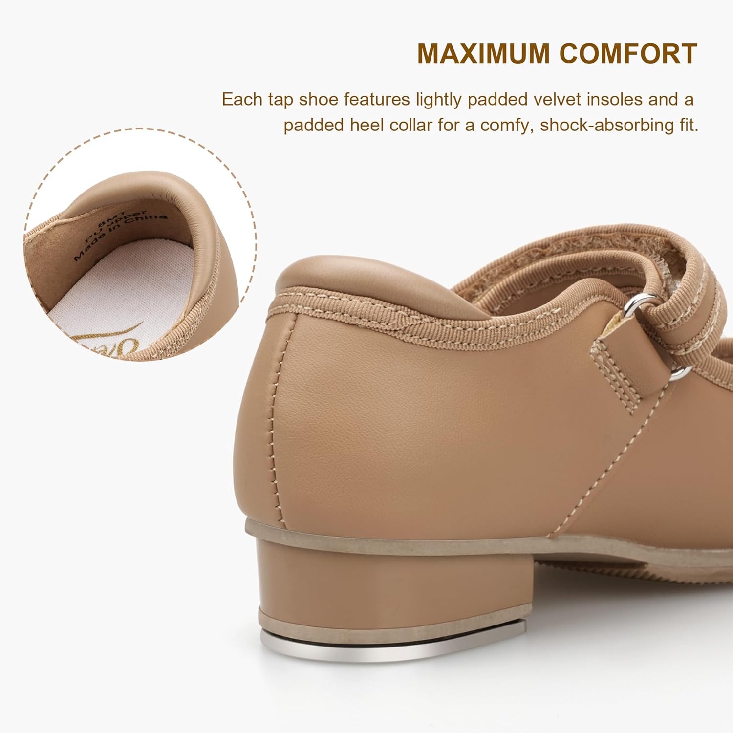 Stelle Tap Shoes for Girls Toddler PU Tap Dance Shoes for Toddler/Little Kids/Big Kids(Tan)