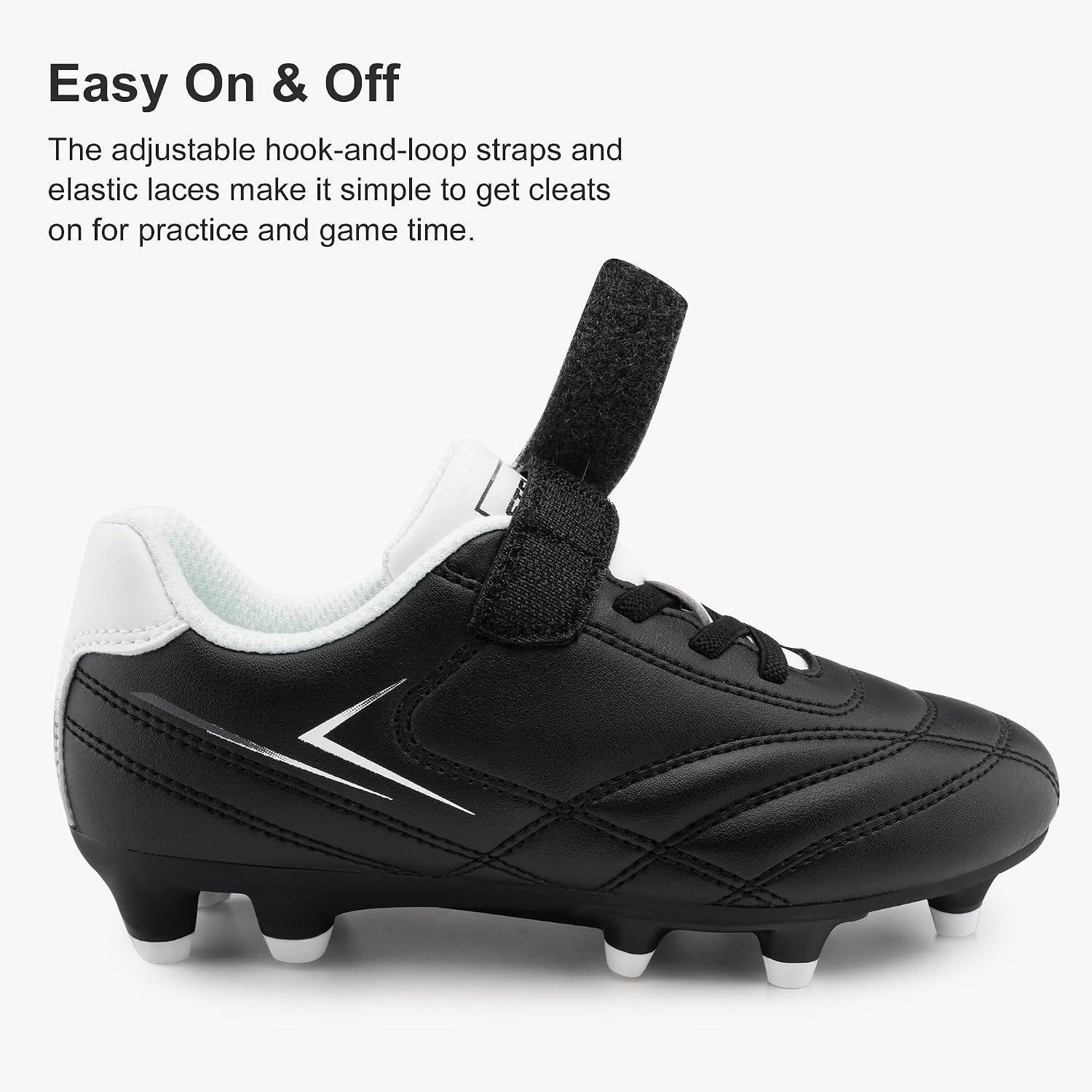 Stelle Kids Girls Soccer Cleats for Training Matches Outdoor Play | Firm Ground Lightweight Upper Secure Lace-Up Fit Breathable Lining Cushioned Collar Baseball&Softball Little to Big Kids(Black)