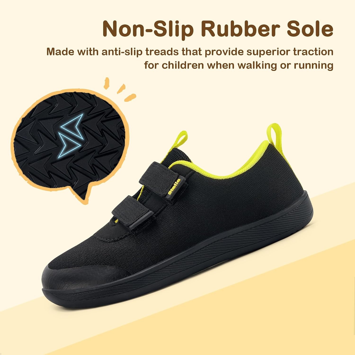 Stelle Toddler Girls Wide Toe Box Shoes | Kids Barefoot Sneakers Boys Zero Drop Minimalist Breathable Lightweight Non Slip Walking Running Shoes(Black)