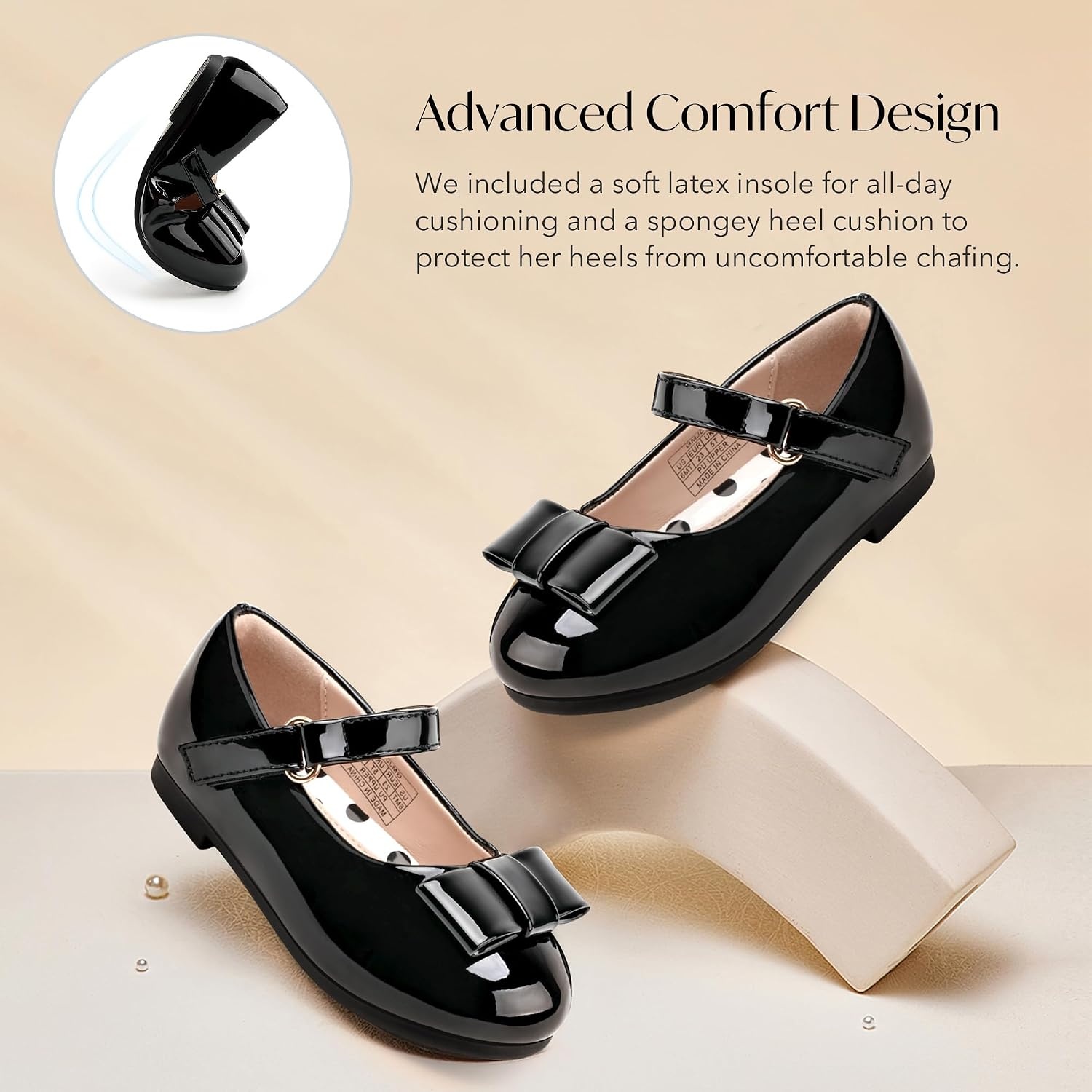 Stelle Girls Dress Shoes Toddler Mary Jane Shoes Flat with Bow for Toddler/Little Kids(Black)
