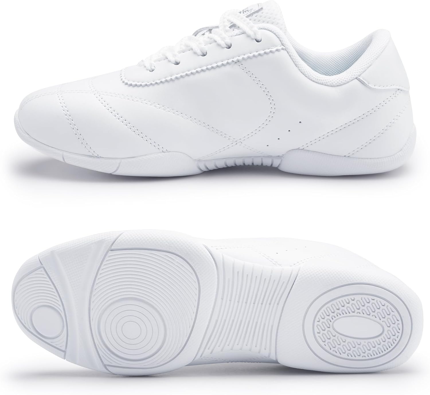 Stelle Cheer Shoes Women Leather Cheerleading Dance Sneakers | Lightweight Athletic Training Tennis Shoes for Youth and Women – Supportive Sole for Cheer Competition and Practice(White-pu)