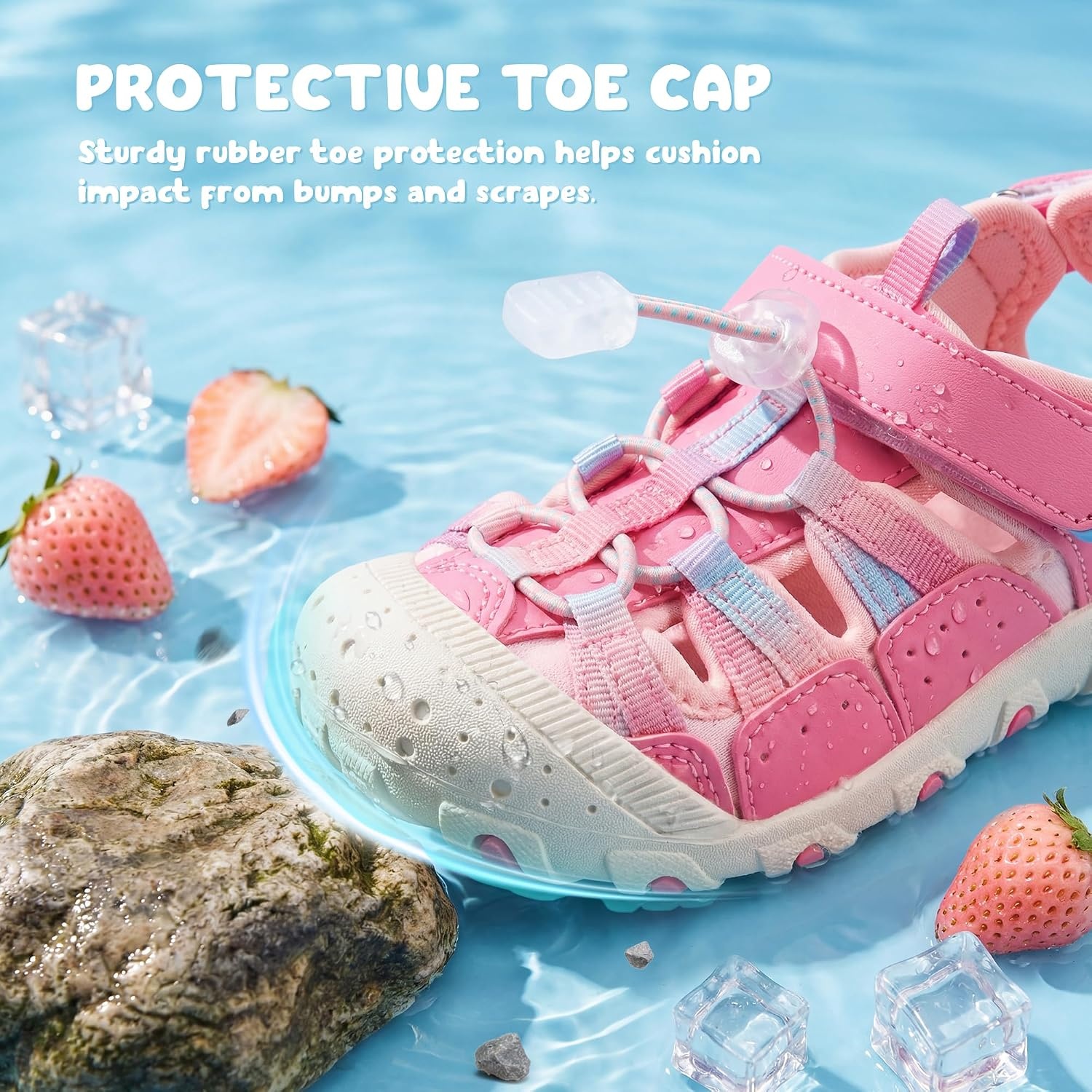 Stelle Boys Girls Closed-Toe Hiking Water Summer Sport Sandals(Strawberry Pop)