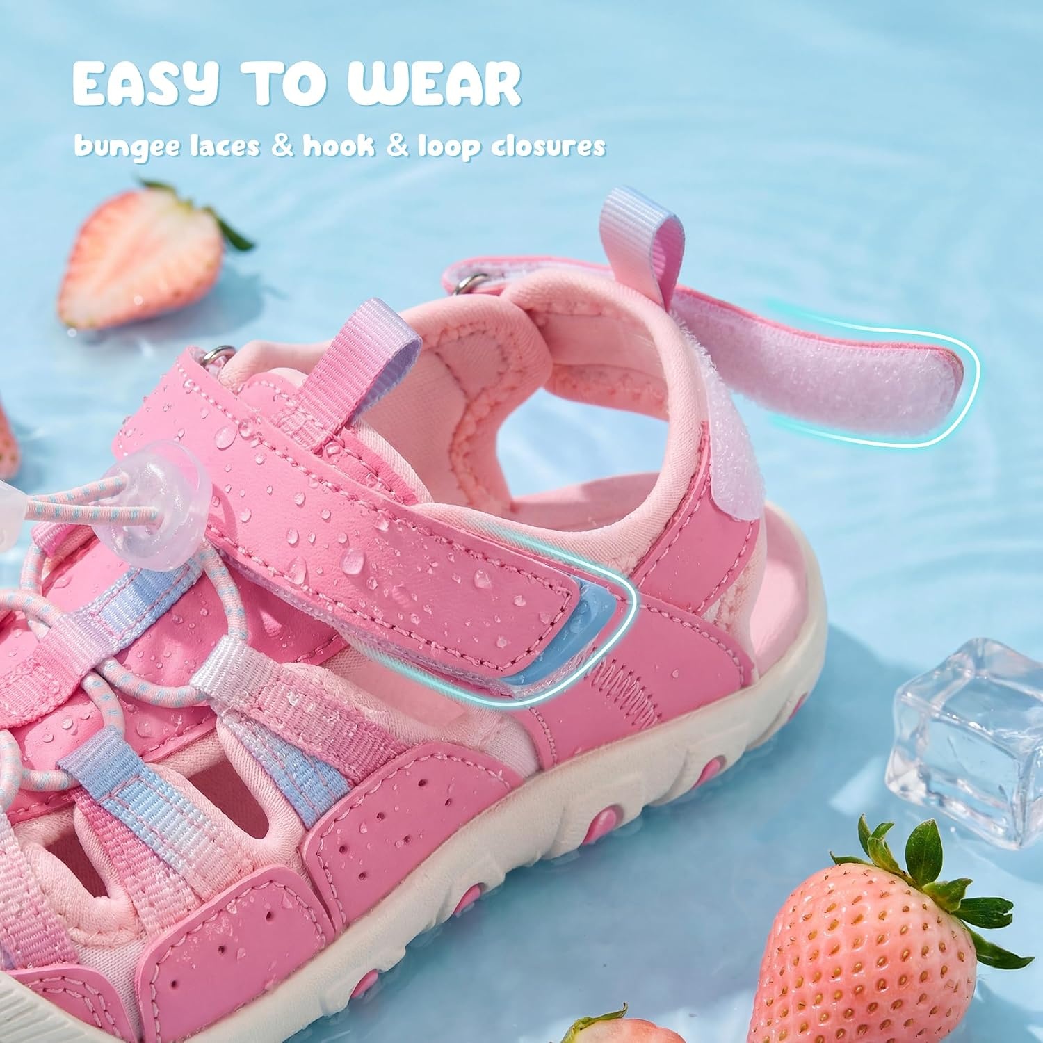 Stelle Boys Girls Closed-Toe Hiking Water Summer Sport Sandals(Strawberry Pop)