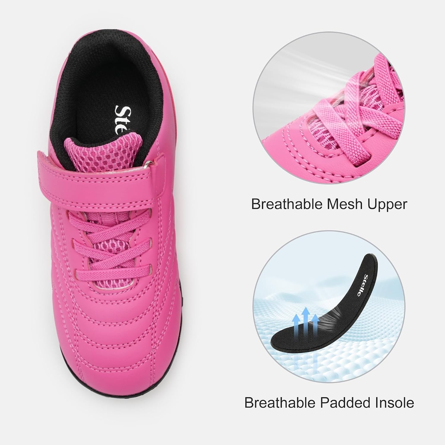 Stelle Baseball Cleats Girls Boys Soccer Shoes Futsal Multi-Sport(Fuchsia)