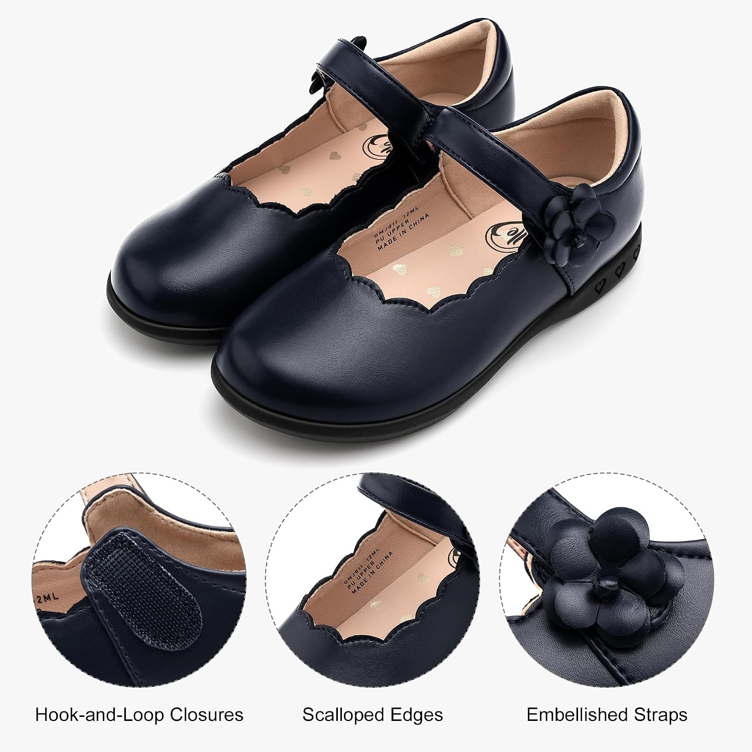 Stelle Girls Mary Jane Shoes School Uniform Flats Dress Shoes Oxford Church Music Recitals(Little/Big Kids)(Navy)