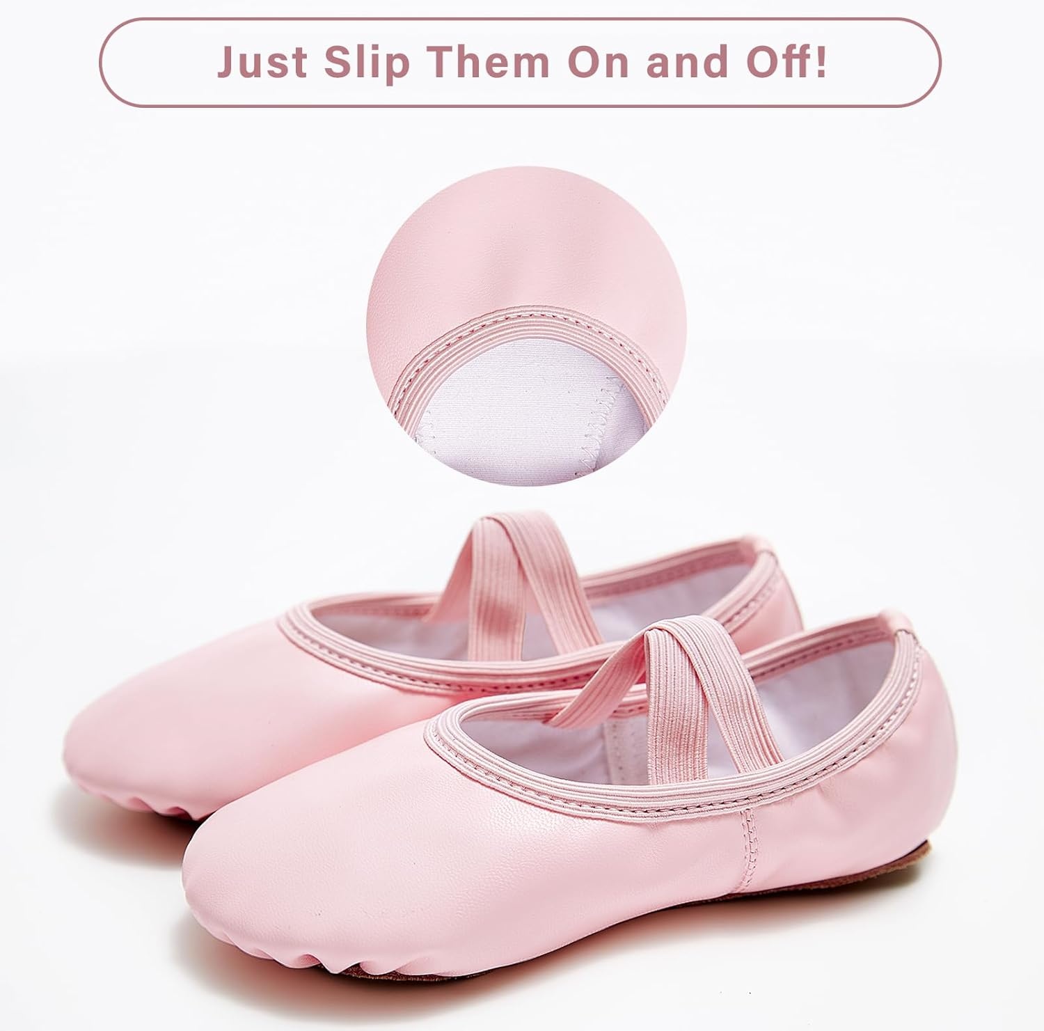 Stelle Ballet Shoes for Girls Soft Leather Dance Slippers Ballerina Shoes(Pink)
