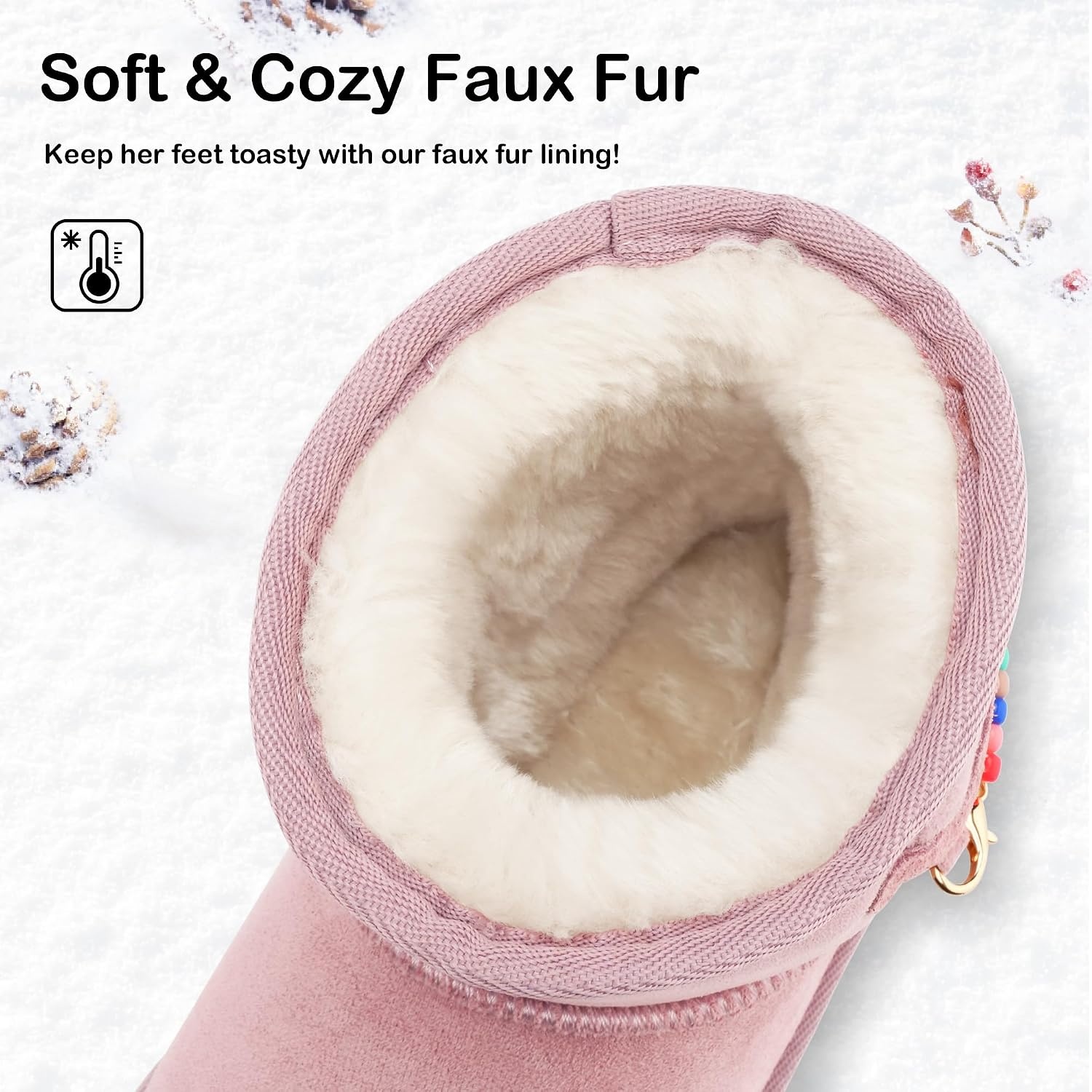 Stelle Girls Snow Boots Warm Winter Boots for Toddlers/Little/Big Kids(Pink)