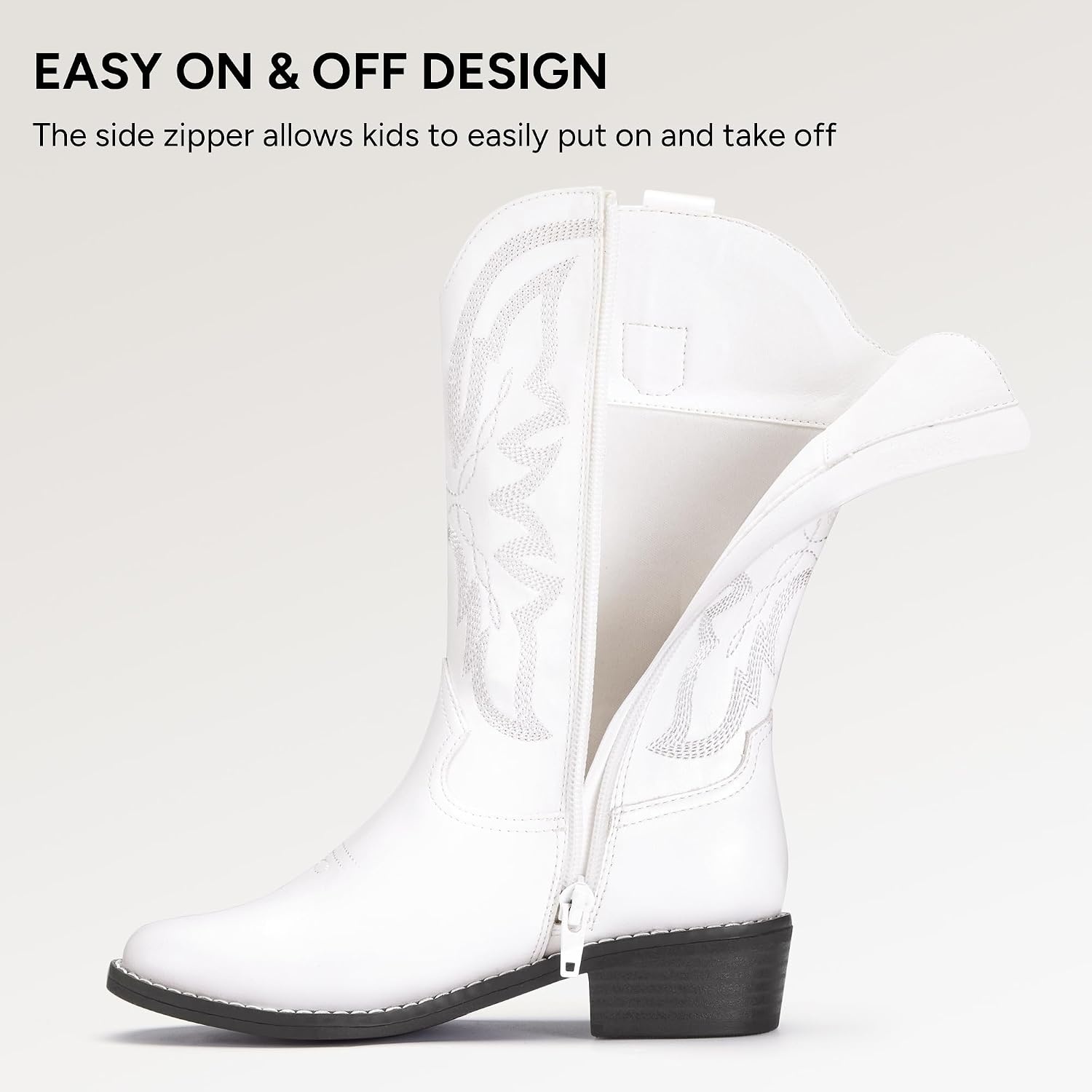 Stelle Cowgirl Boots for Girls Kids Boys Cowboy Boots(White)