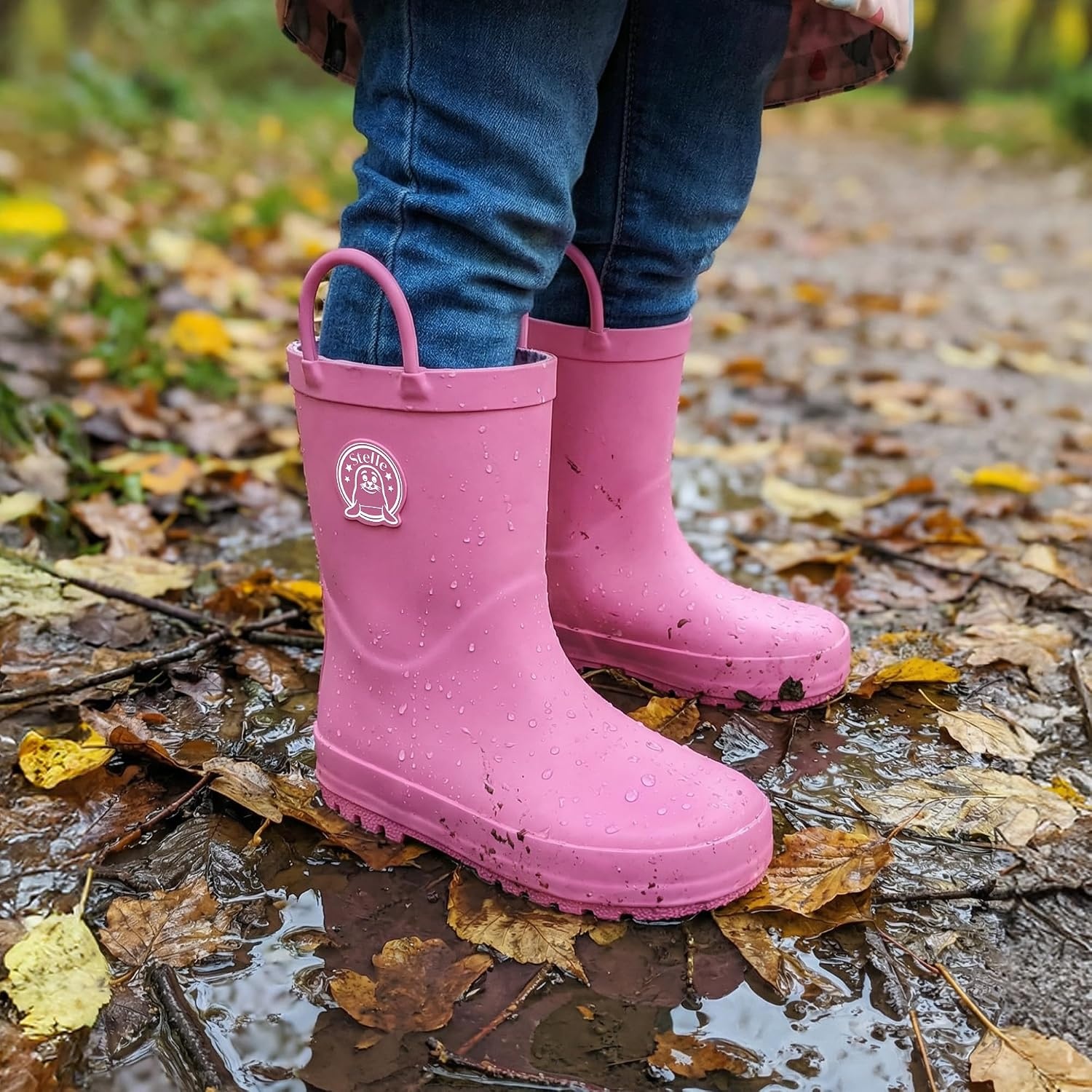 Stelle Kids Rain Boots for Boys Girls Outdoor Play and Rainy Days(Gumball Pink)
