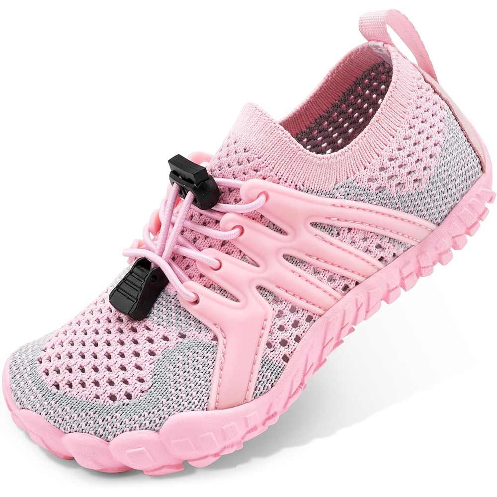 Stelle Water Shoes for Kids Adjustable Laces | Quick Dry Barefoot Non-Slip Shoes with a Roomy Toe Box for Boys and Girls,Beach,Hiking,Toddler to Big Kid(Pink)
