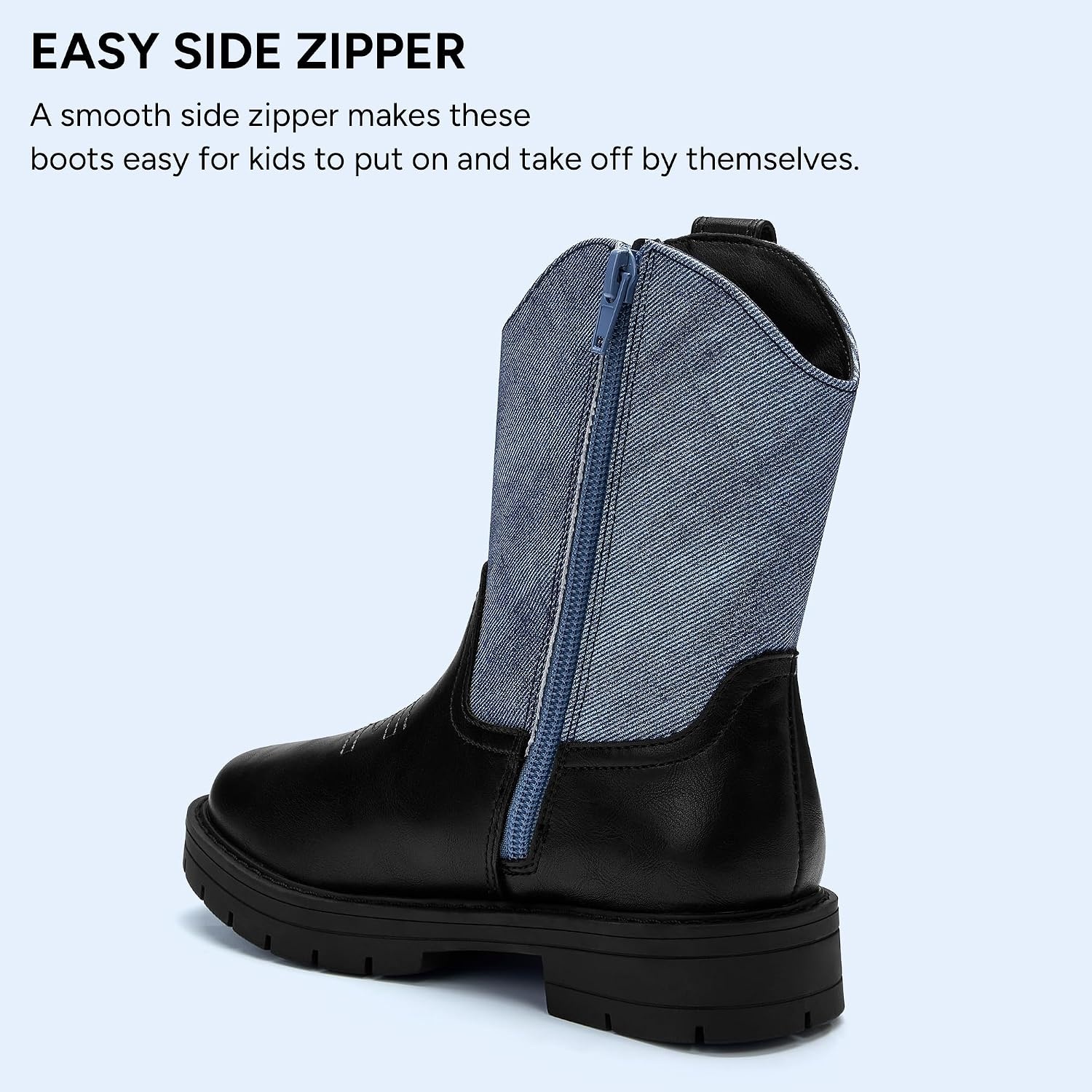 Stelle Kids Cowboy Boots Toddler Girls Boys Western Boots(Denim)