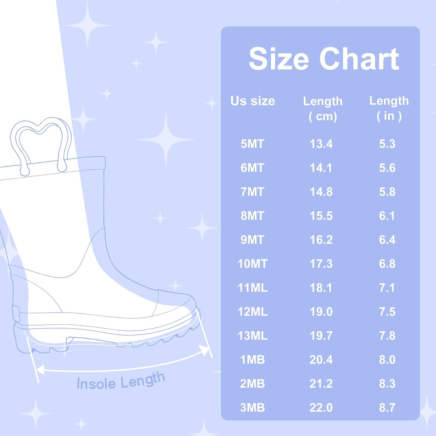 Stelle Girls Rain Boots for Kids Light Up Gitter Boots | Cute Heart Handles Non-Slip Outsole Waterproof Flexible Upper Lightweight Outdoor Play Rain Puddle Toddler to Big Kids(*Lavender)