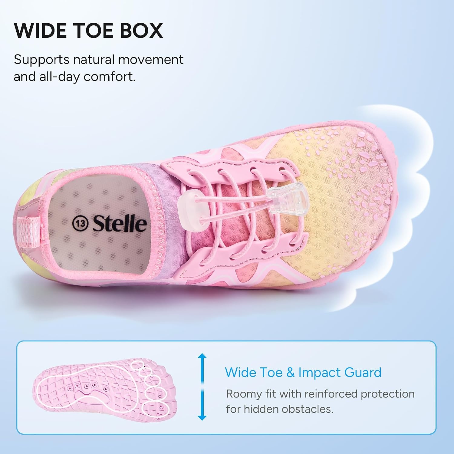 Stelle Water Shoes for Kids Girls Boys Swim Beach Hiking Barefoots Shoes for Toddler/Little/Big Kids(Rainbow)