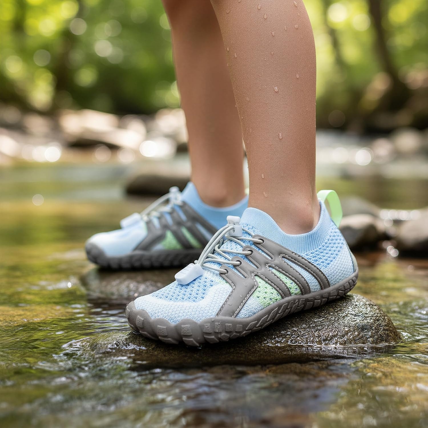 Stelle Water Shoes for Kids Adjustable Laces(Icy Blue)
