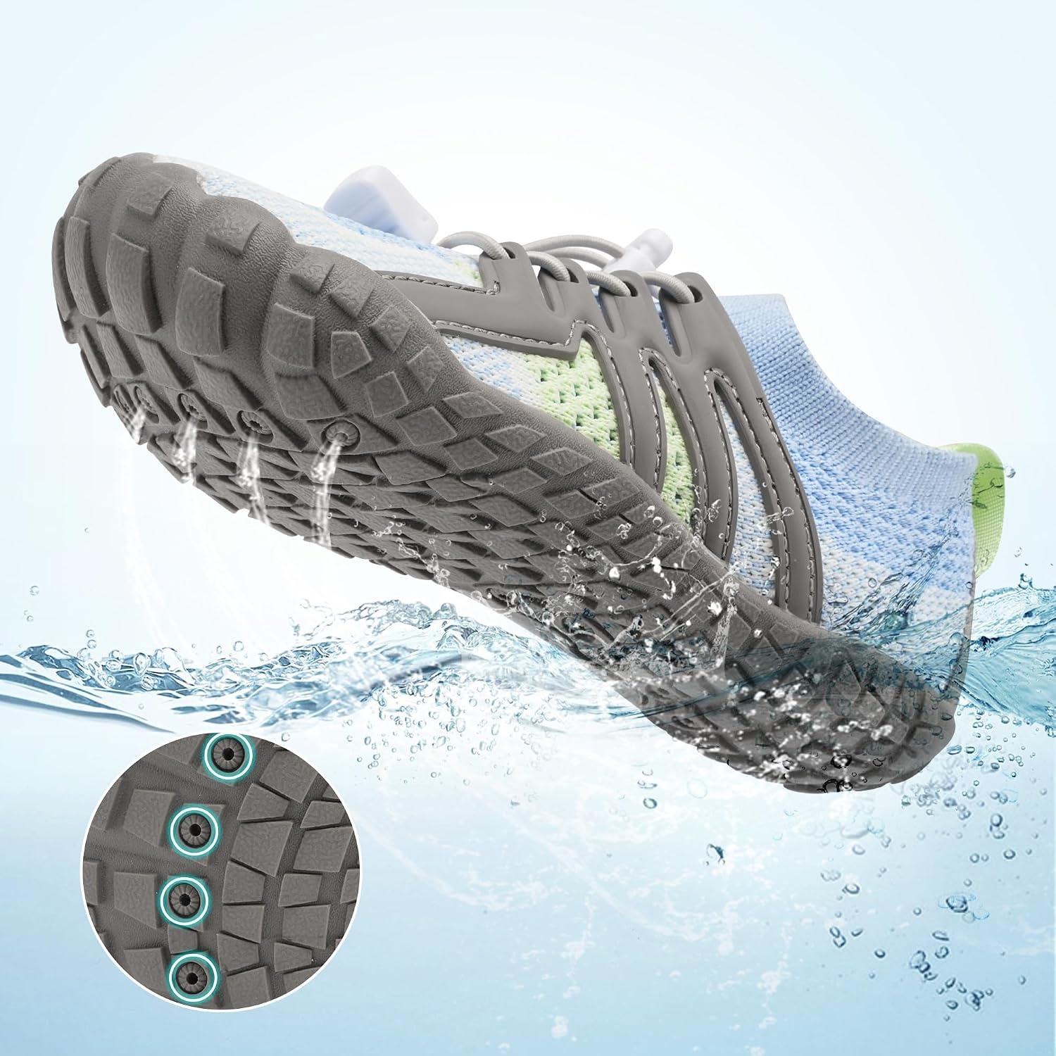 Stelle Water Shoes for Kids Adjustable Laces(Icy Blue)