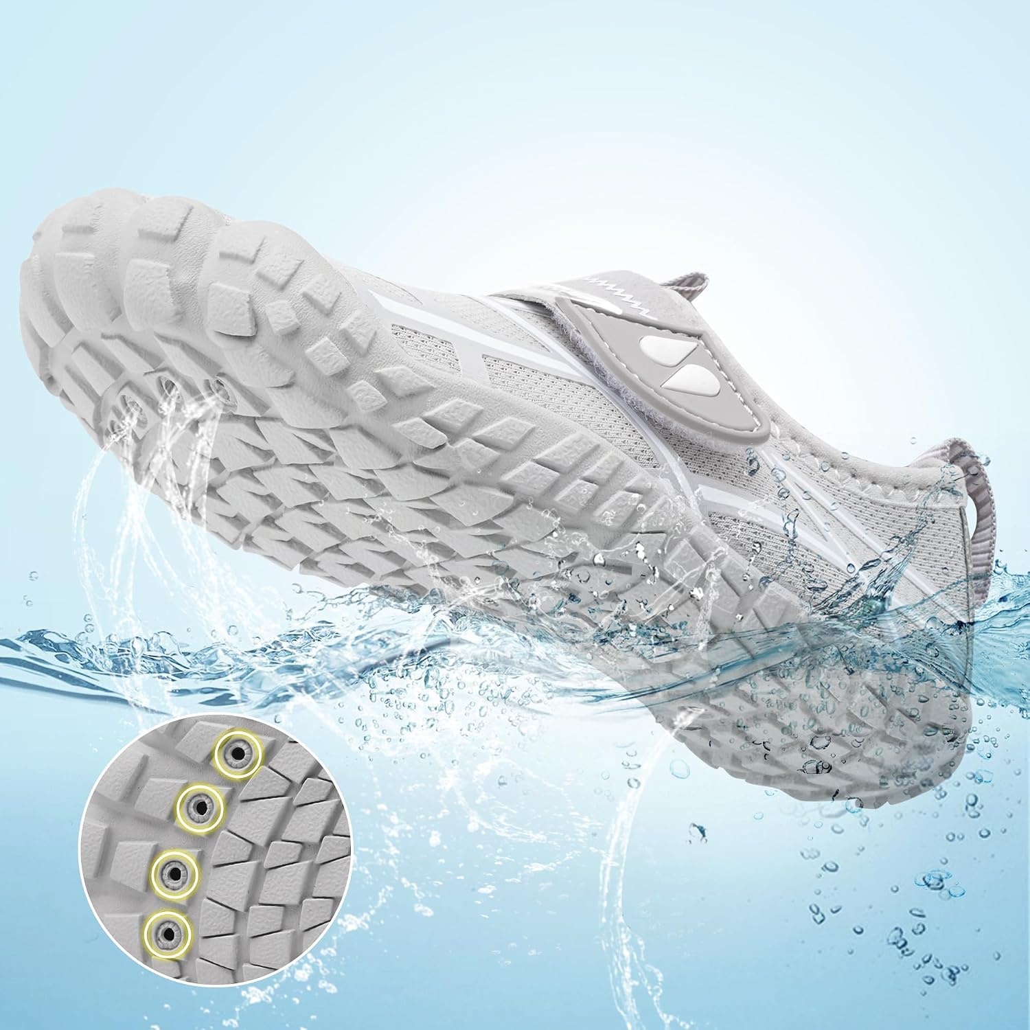 Stelle Kids Water Shoes Wide Toe Box Quick Dry Barefoot(Light Grey)