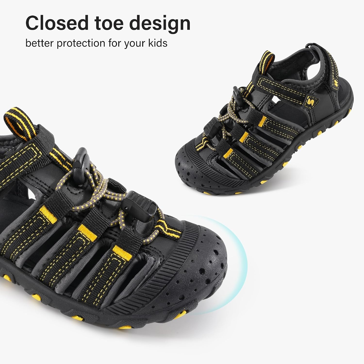 Stelle Girls Closed-Toe Water Hiking Beach Outdoor Sport Sandals(Black)
