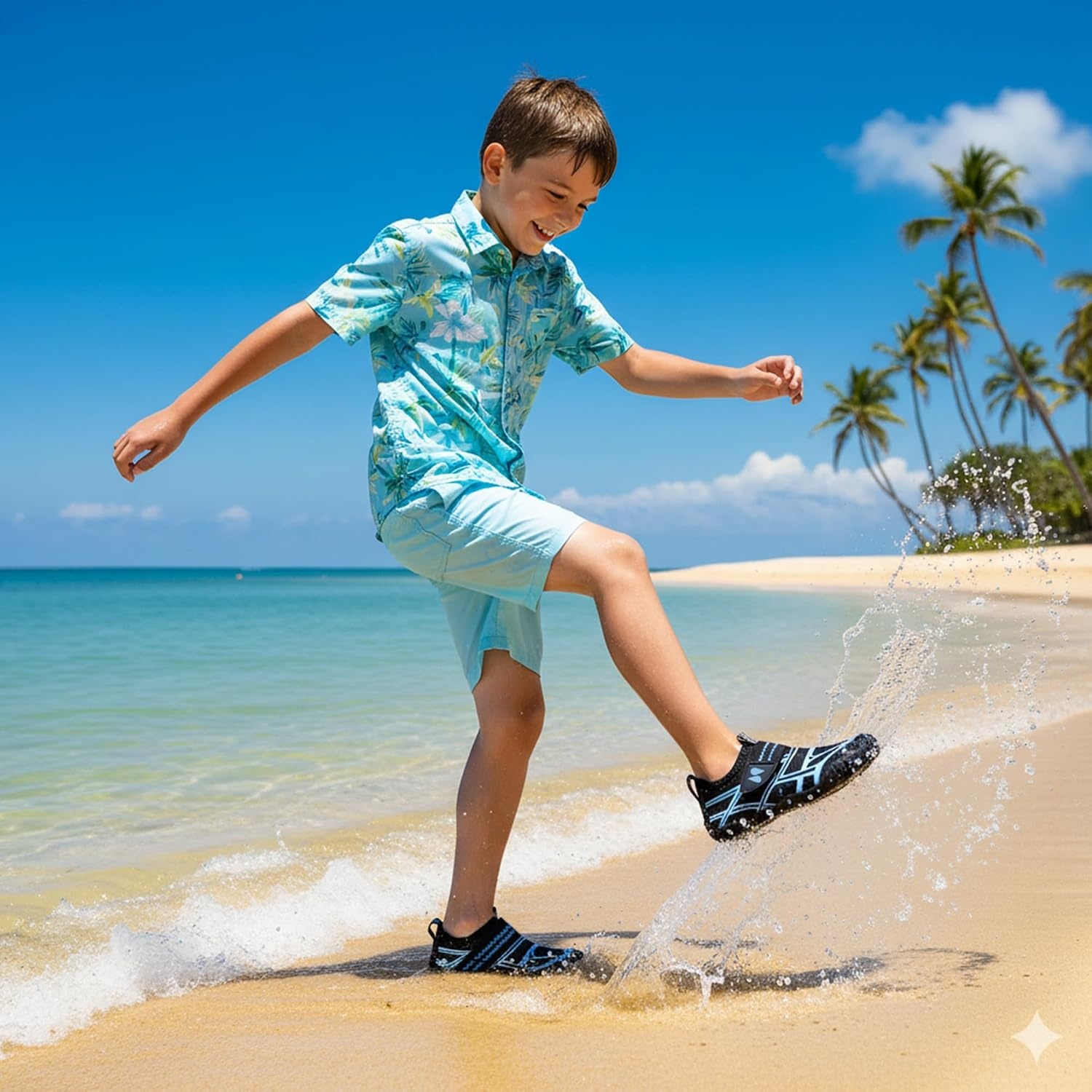 Stelle Kids Water Shoes Wide Toe Box Quick Dry Barefoot(Jet Current)