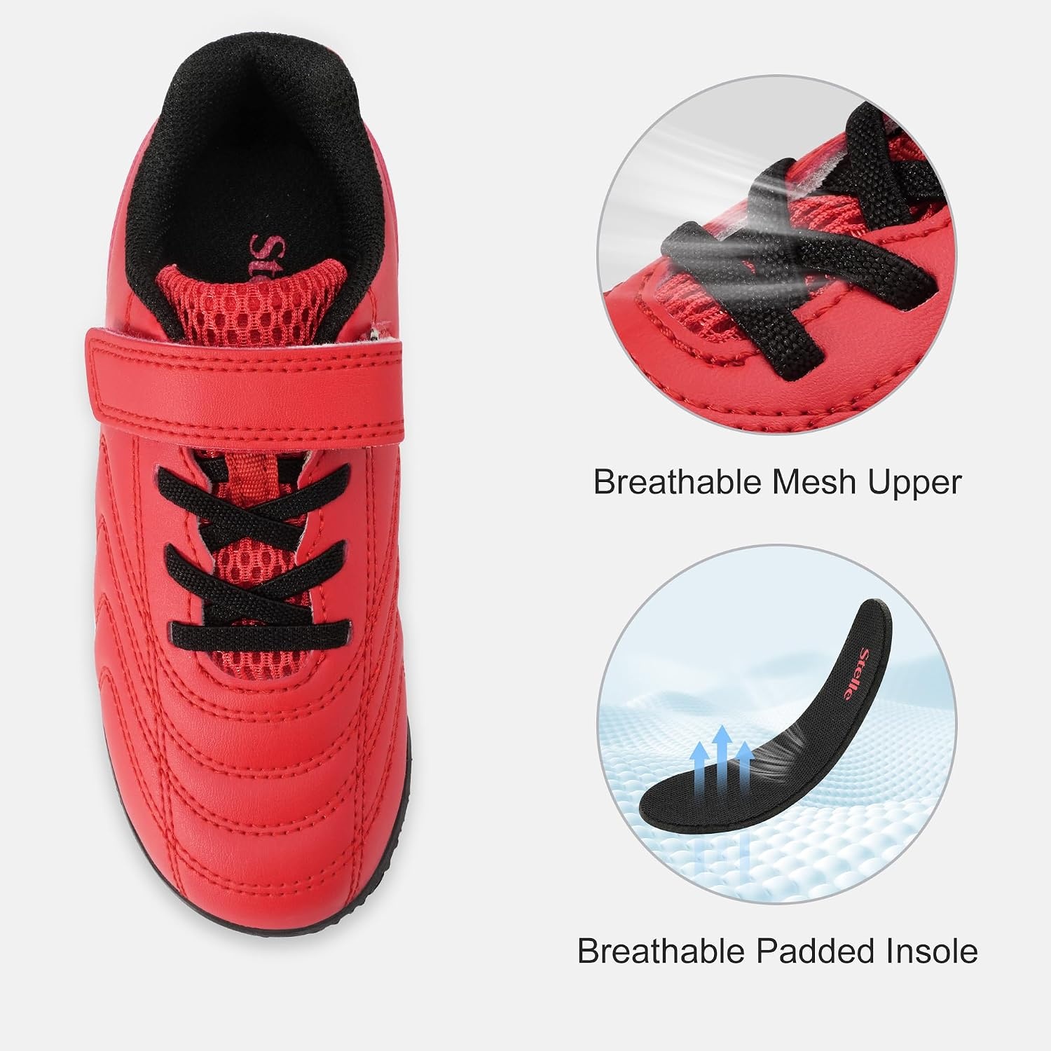Stelle Baseball Cleats Girls Boys Soccer Shoes Futsal Multi-Sport(Red)