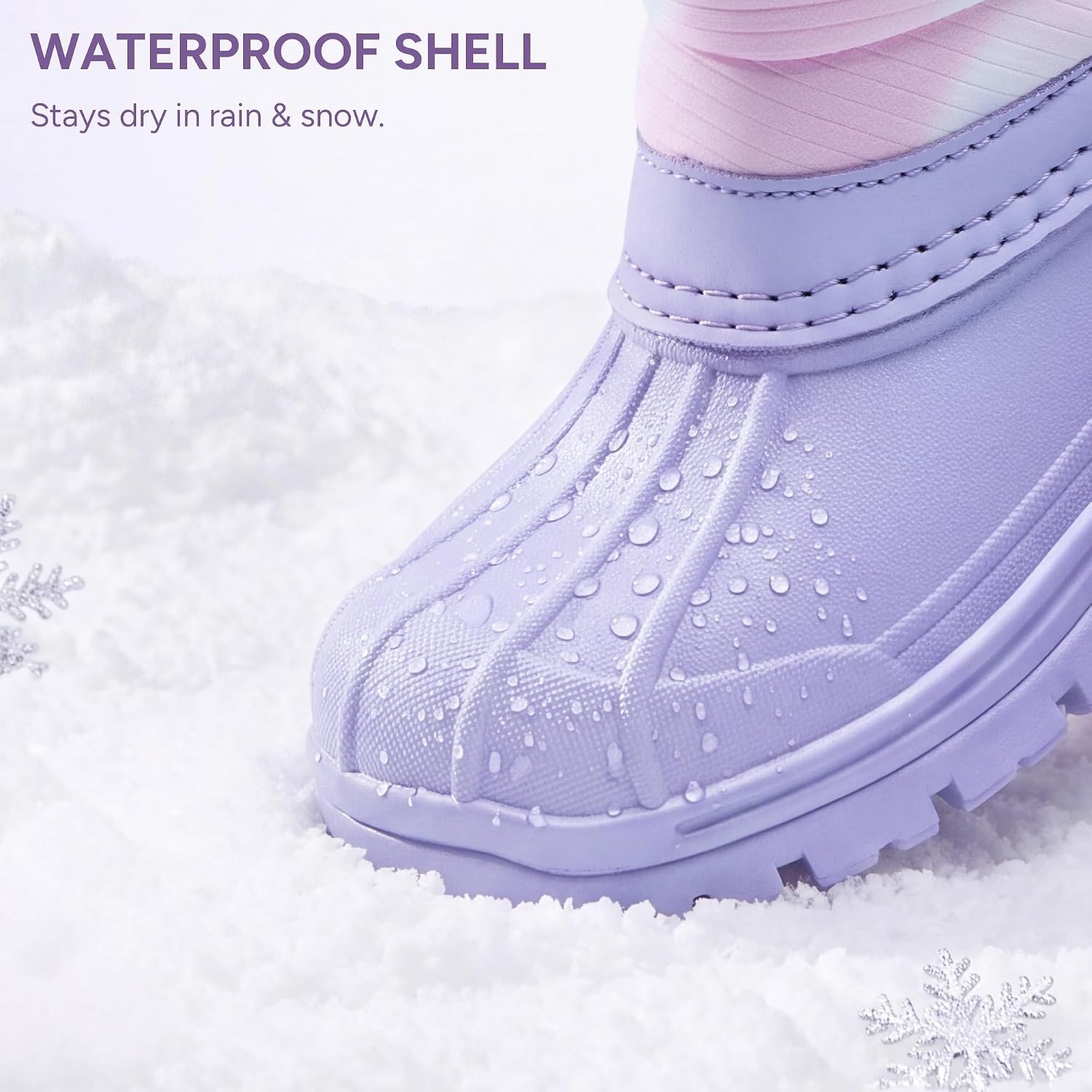 Stelle Girls Snow Boots Waterproof Easy-On Non-Slip Winter Boots(Tie Dye Lavender)