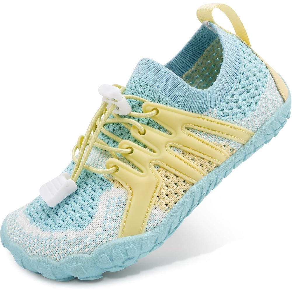 Stelle Water Shoes for Kids Adjustable Laces | Quick Dry Barefoot Non-Slip Shoes with a Roomy Toe Box for Boys and Girls,Beach,Hiking,Toddler to Big Kid(Seafoam Pop)