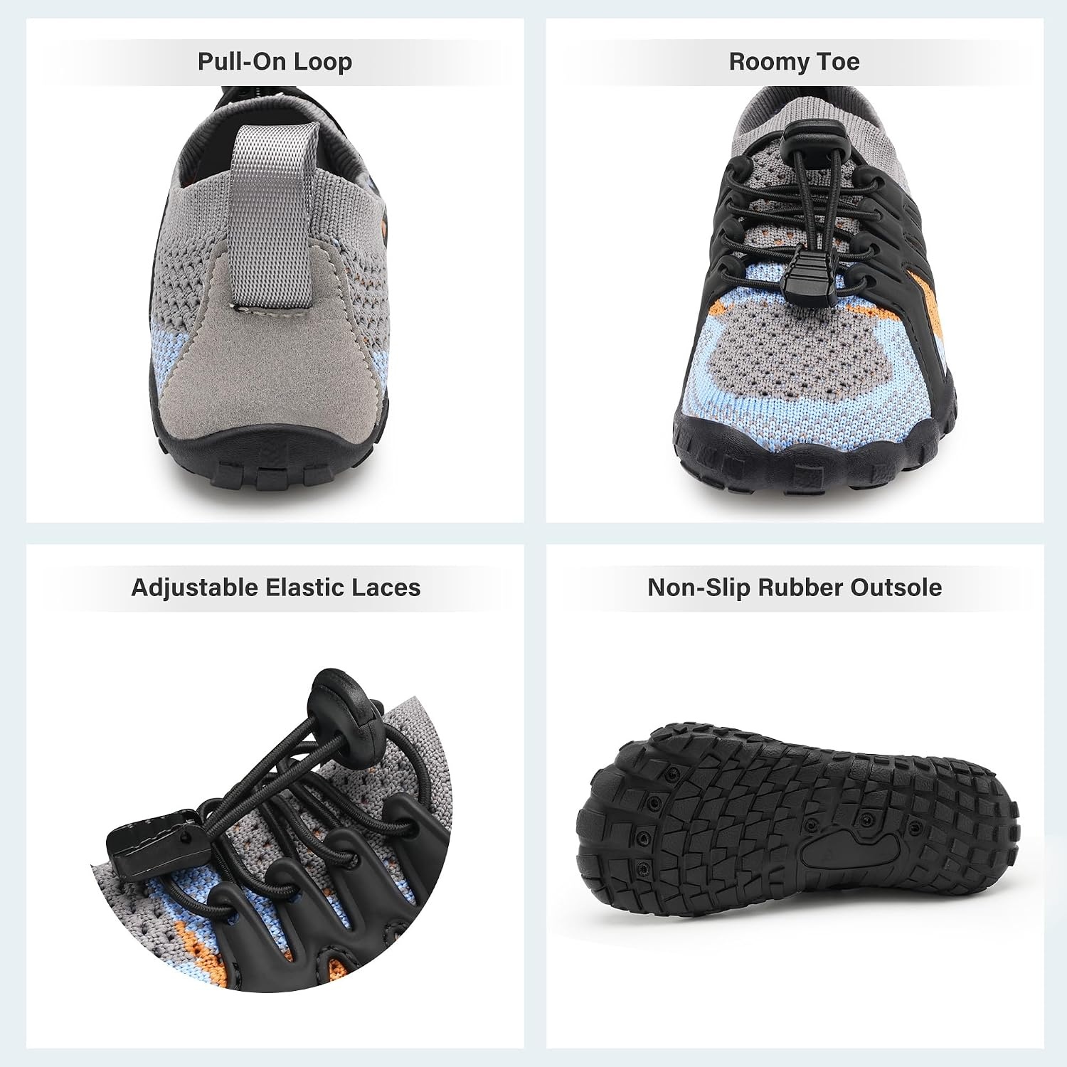 Stelle Water Shoes for Kids Adjustable Laces(Glacial Ember)
