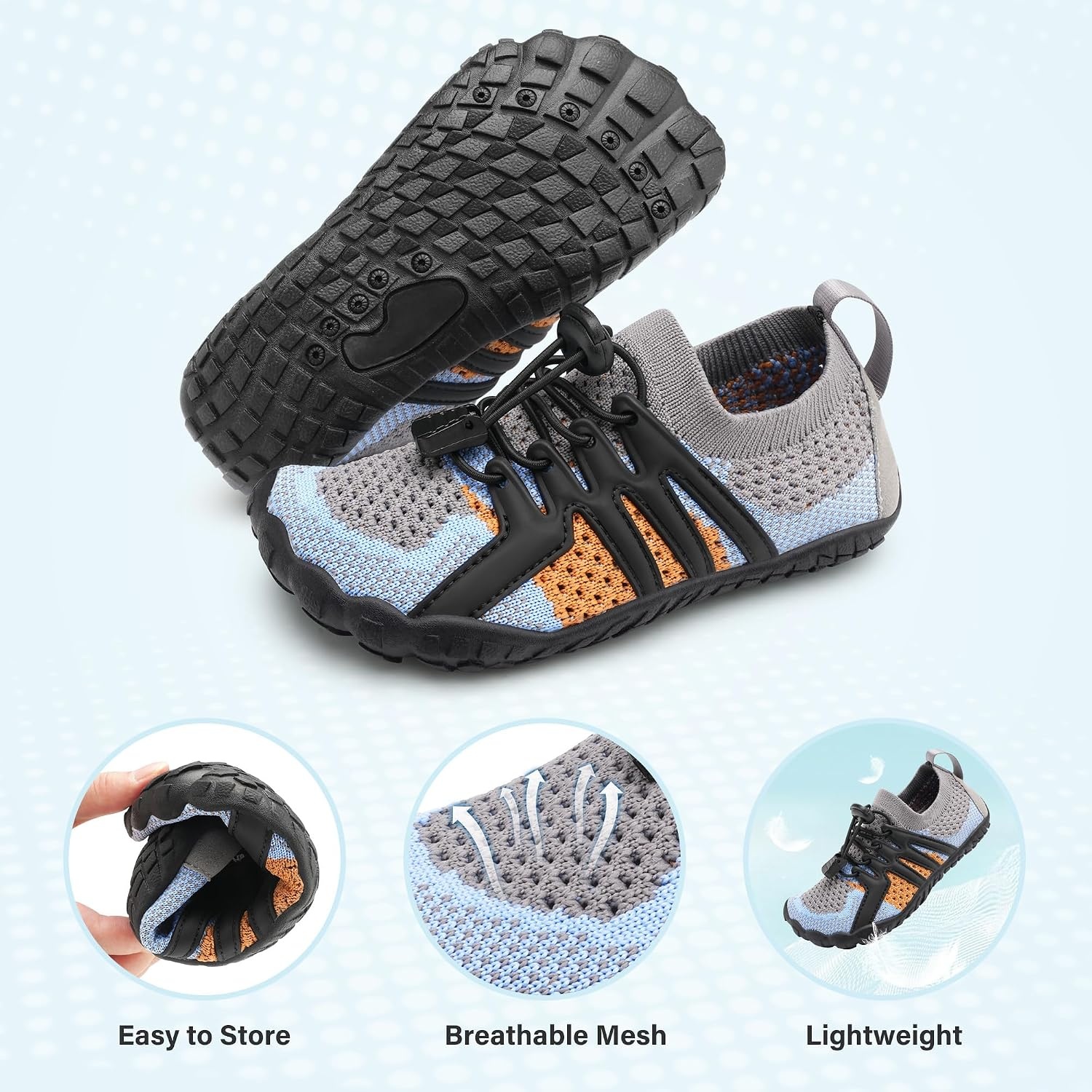 Stelle Water Shoes for Kids Adjustable Laces(Glacial Ember)