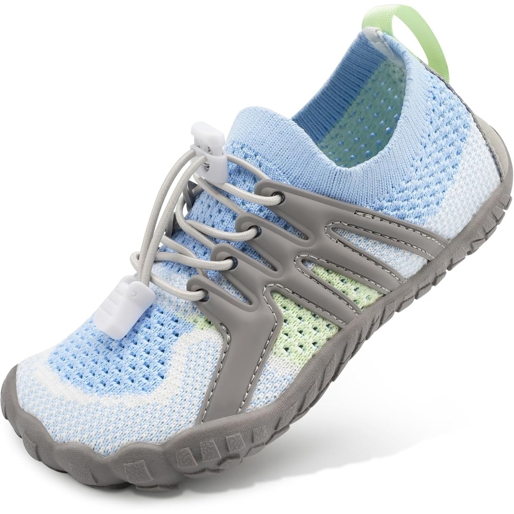 Stelle Water Shoes for Kids Adjustable Laces | Quick Dry Barefoot Non-Slip Shoes with a Roomy Toe Box for Boys and Girls,Beach,Hiking,Toddler to Big Kid(Icy Blue)
