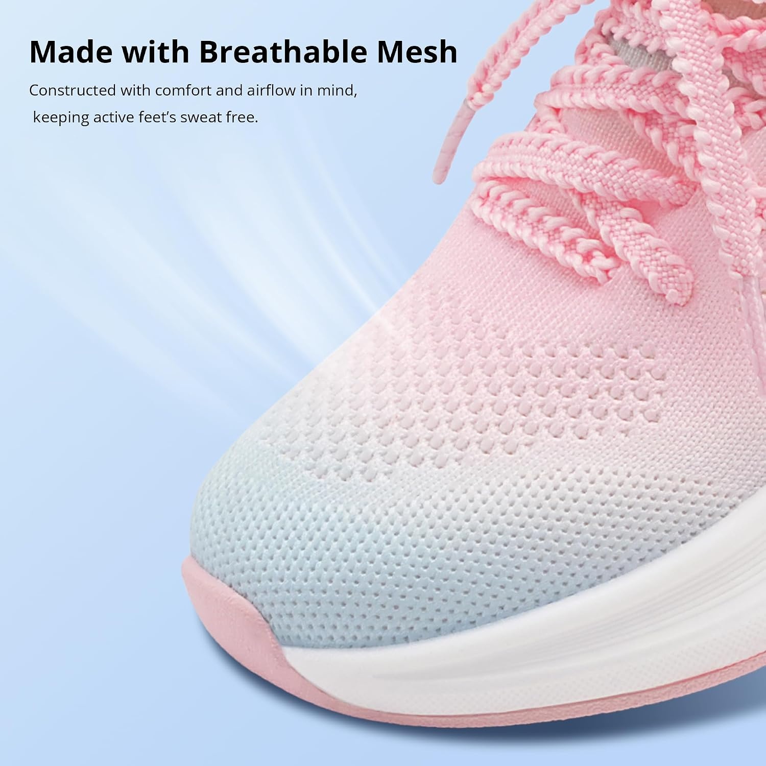 Stelle Girls Tennis Shoes with Slip-On Kids Running Shoes | Athletic Sneakers Non Slip Lightweight Breathable Walking Sport Shoes for Little/Big Kid(Rainbow Blue)
