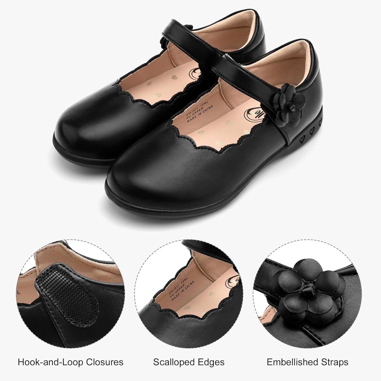 Stelle Girls Mary Jane Shoes School Uniform Flats Dress Shoes Oxford Church Music Recitals(Little/Big Kids)(Black)