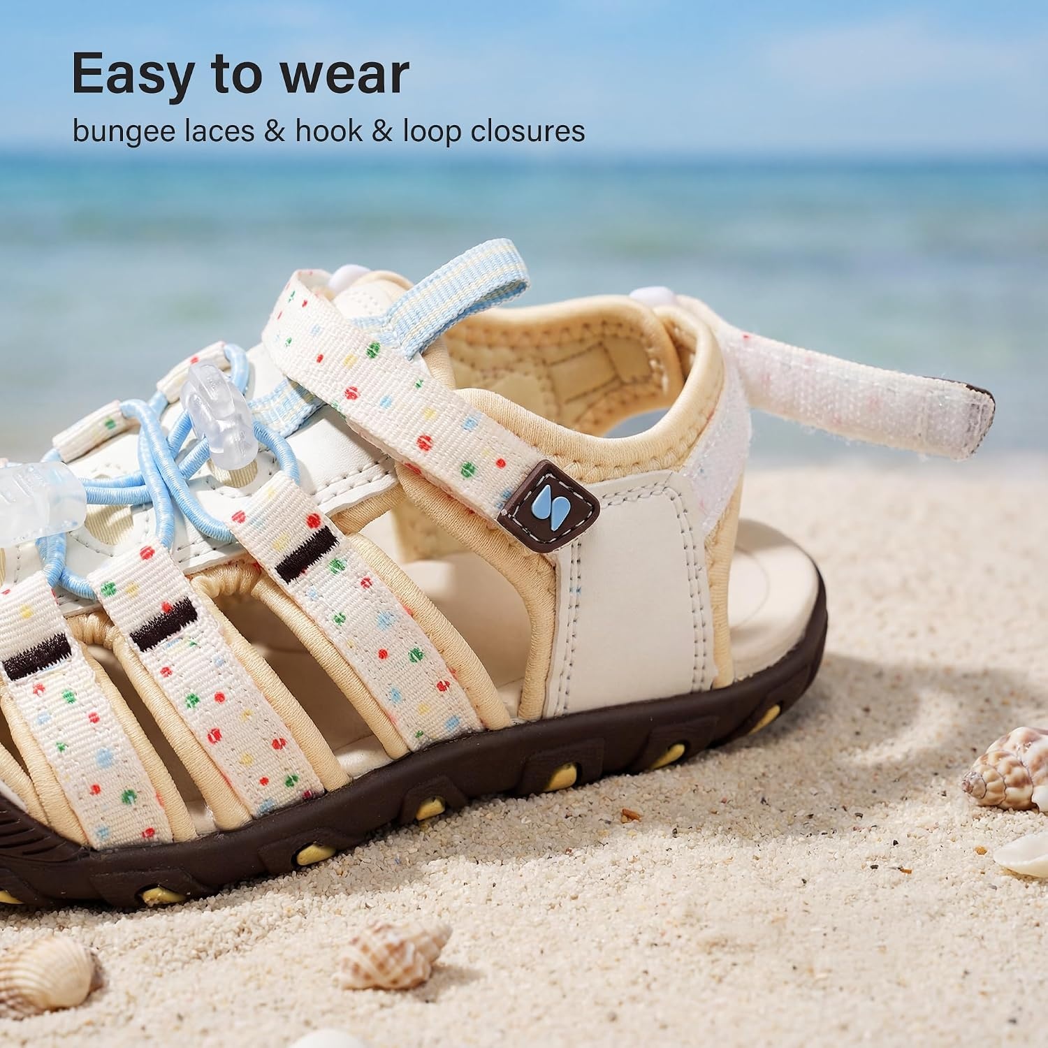 Stelle Girls Closed-Toe Water Hiking Beach Outdoor Sport Sandals | Adjustable Hook-and-Loop Straps Boys & Girls Athletic Shoes Summer Everyday Wear Quick-Drying Materials Toddler to Big Kids(Confetti Cake)
