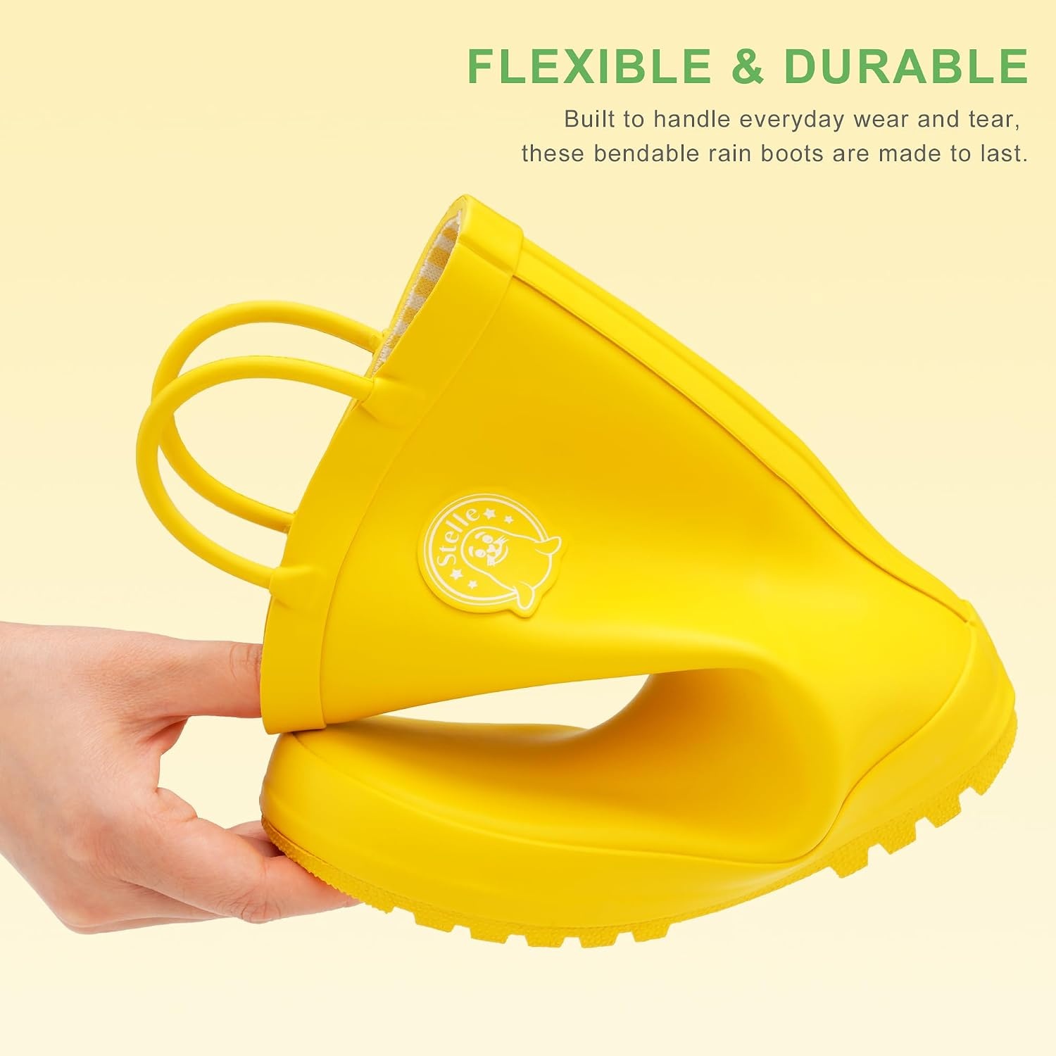 Stelle Kids Rain Boots for Boys Girls Outdoor Play and Rainy Days(Yellow)