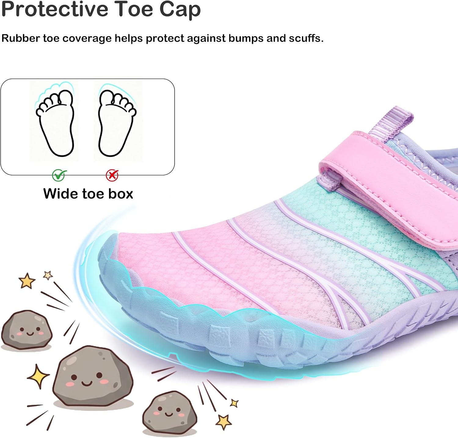 Stelle Water Shoes for Kids Wide Toe Box Barefoot(Lilac Mint)