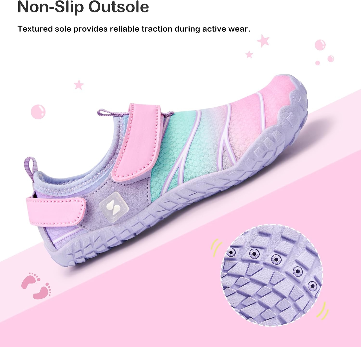 Stelle Water Shoes for Kids Wide Toe Box Barefoot(Lilac Mint)