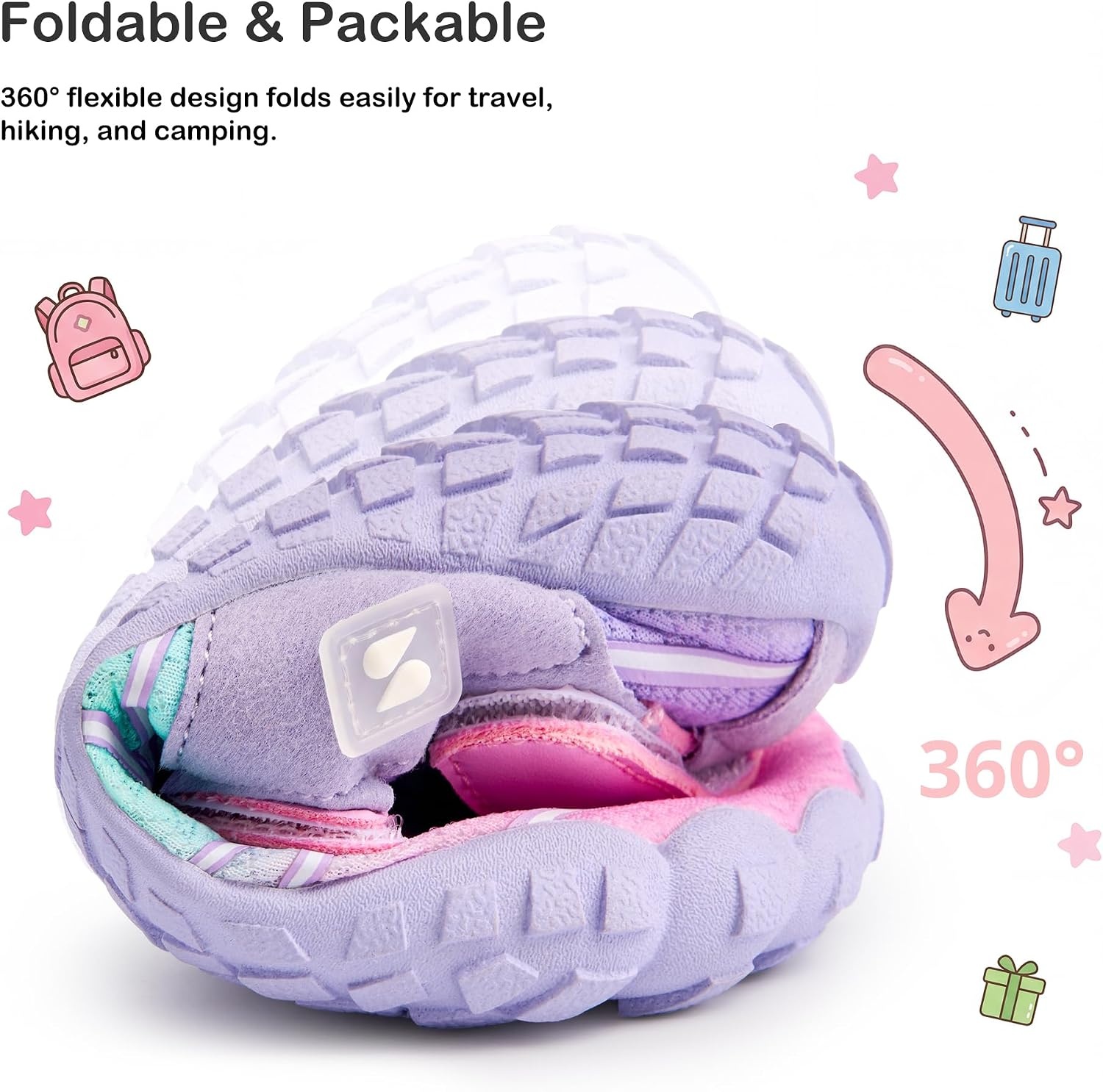 Stelle Water Shoes for Kids Wide Toe Box Barefoot(Lilac Mint)