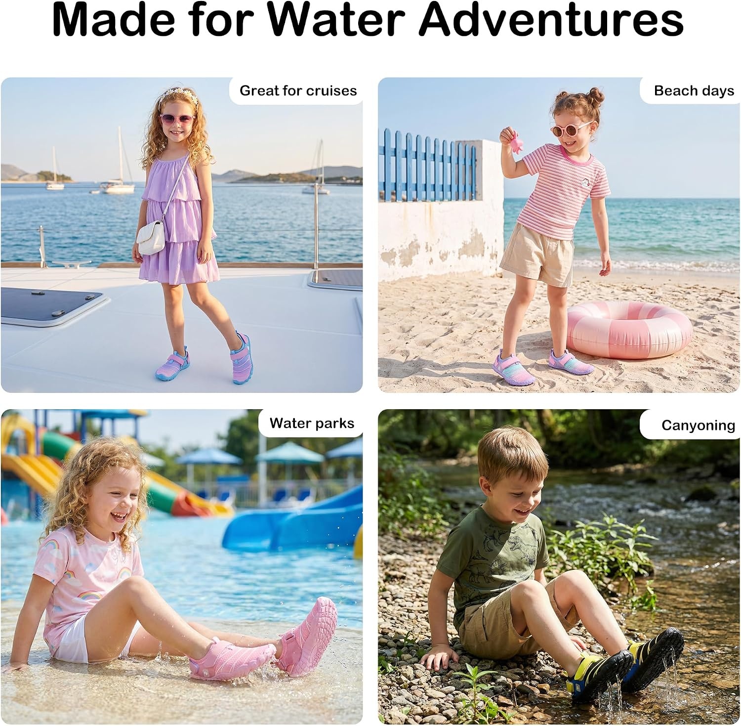 Stelle Water Shoes for Kids Wide Toe Box Barefoot(Lilac Mint)